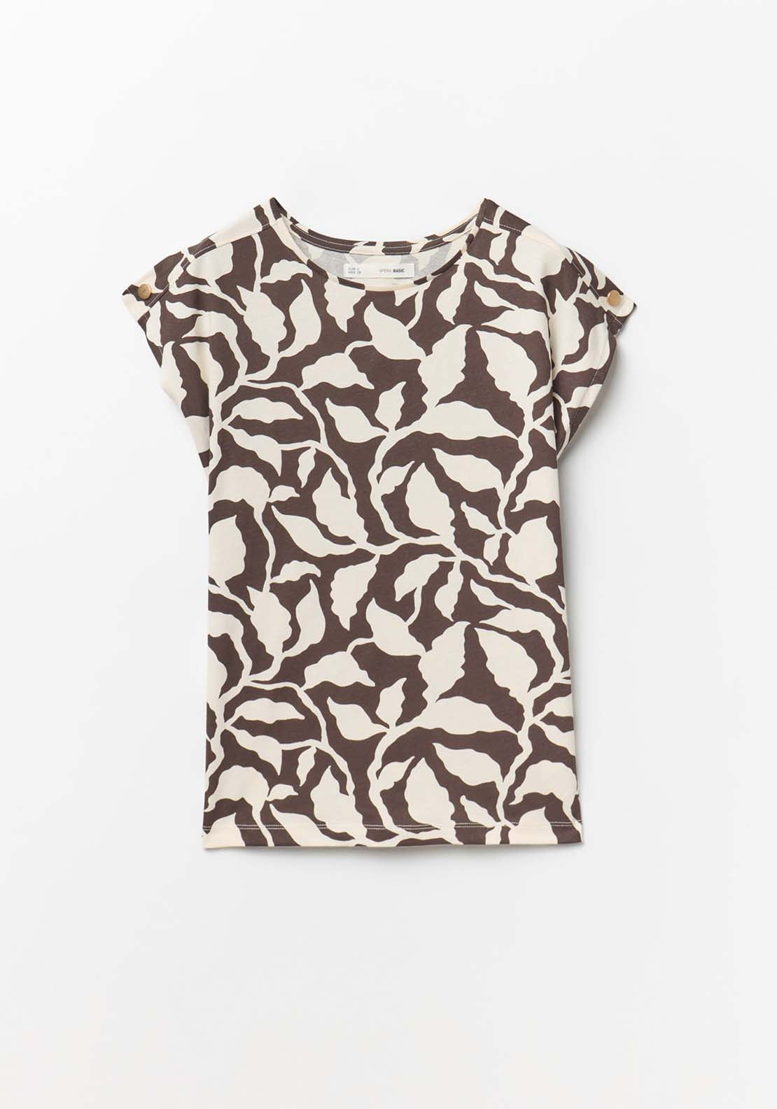 Basic Printed T-Shirt - Brown