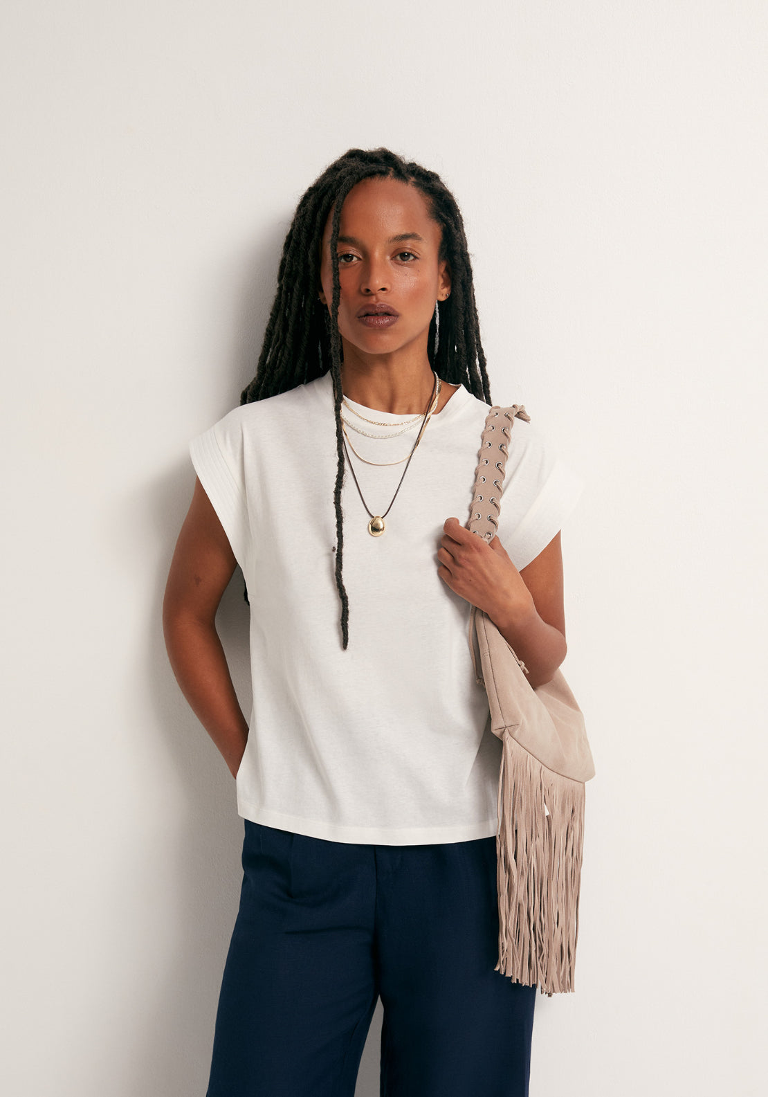 Plain Basic Cap Sleeve T-Shirt - White