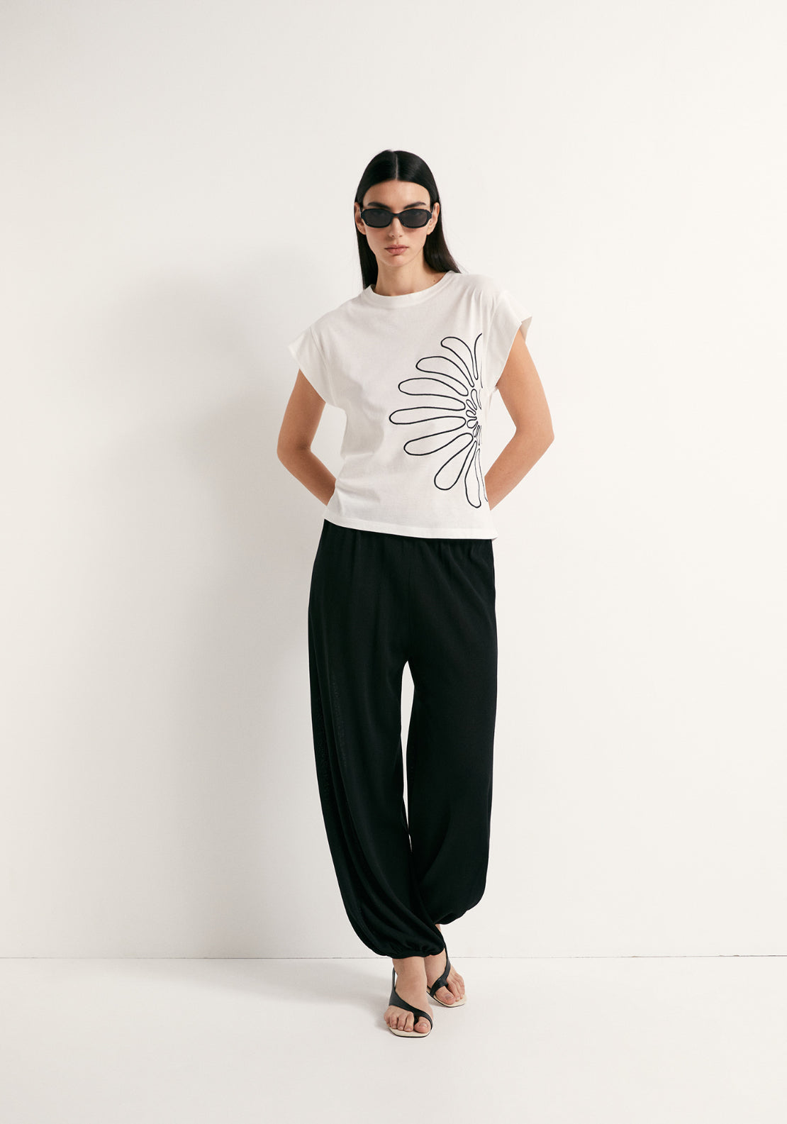 Embroidered Silhouette T-Shirt - White