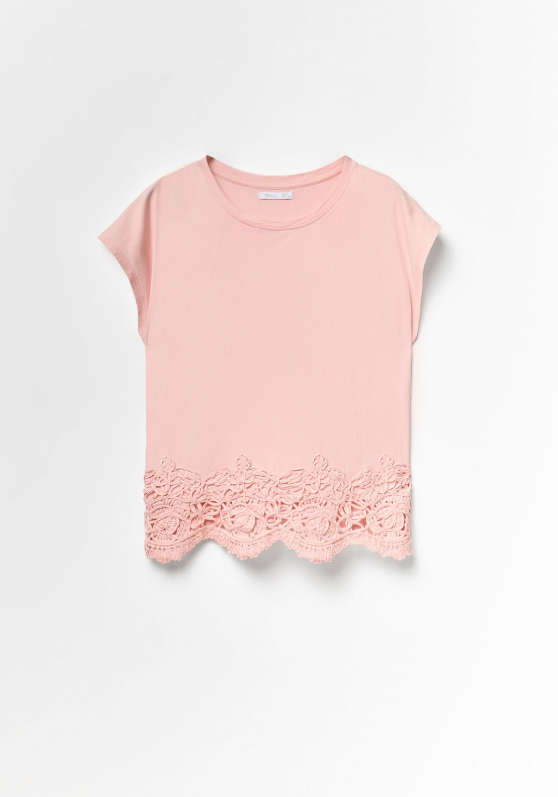 Cotton Crochet Hem Top - Pink