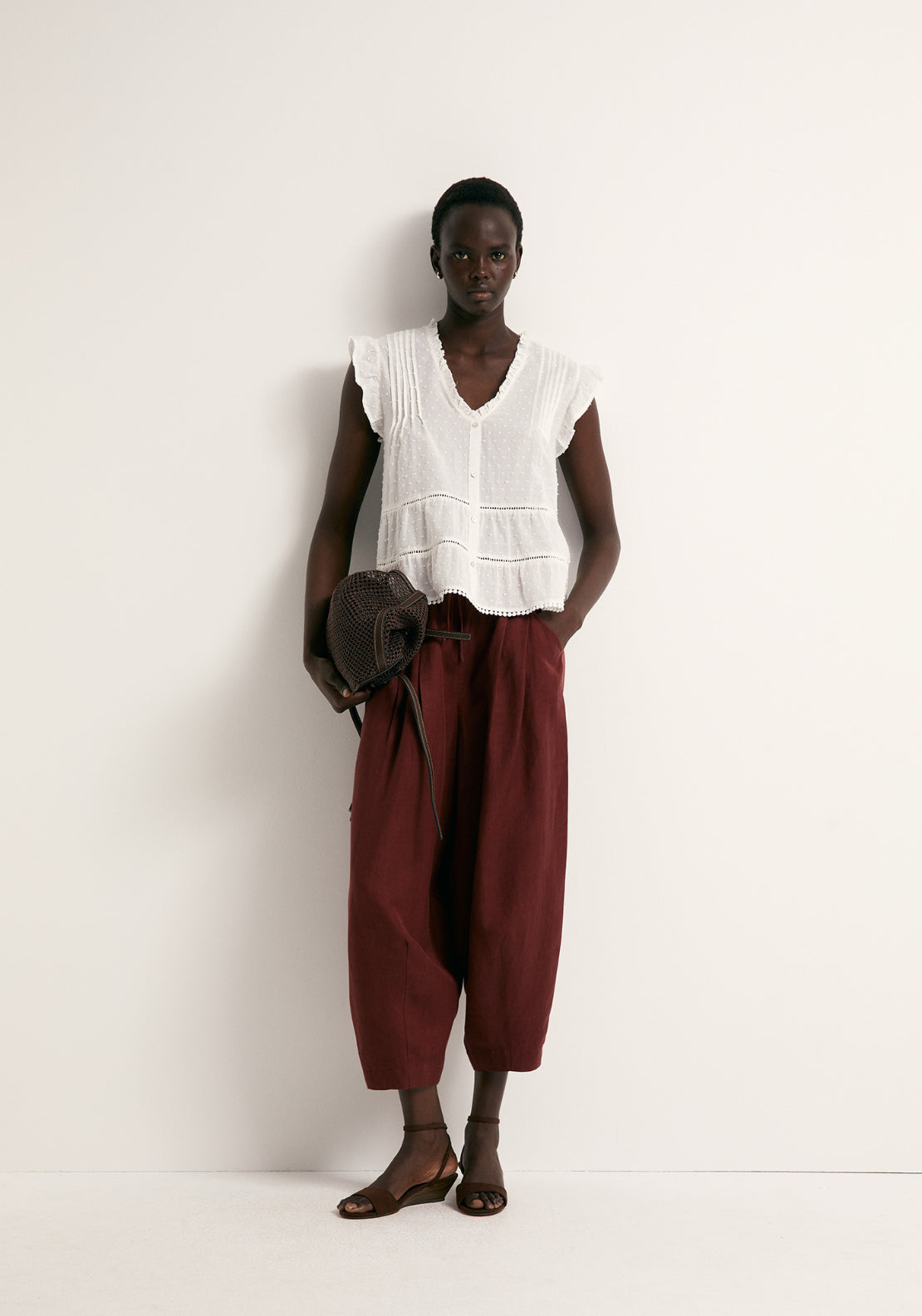 Cotton Plumetis Top - White