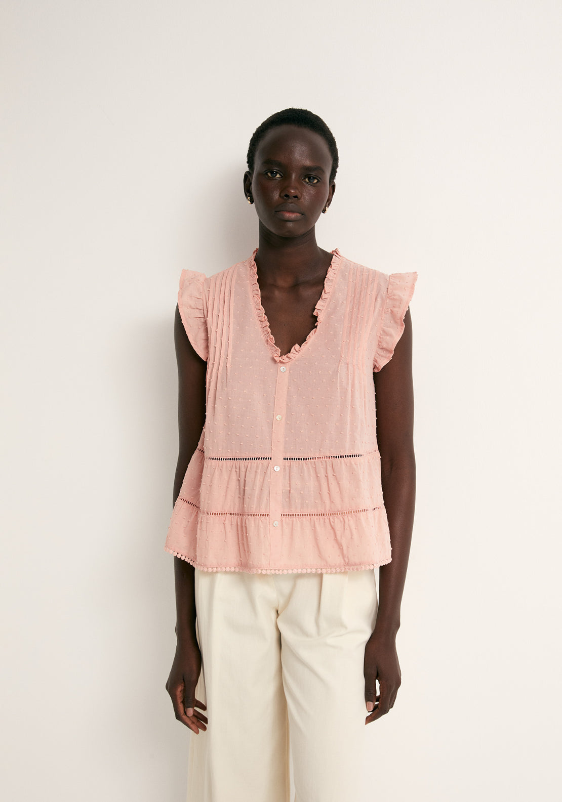 Cotton Plumetis Top - Pink