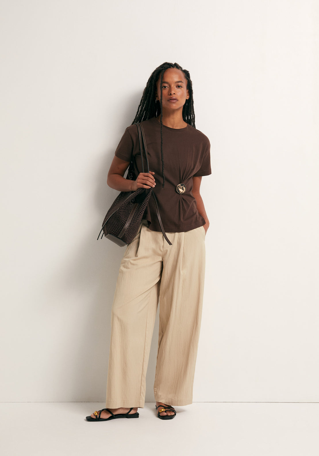 Metallic Hardware T-Shirt - Brown