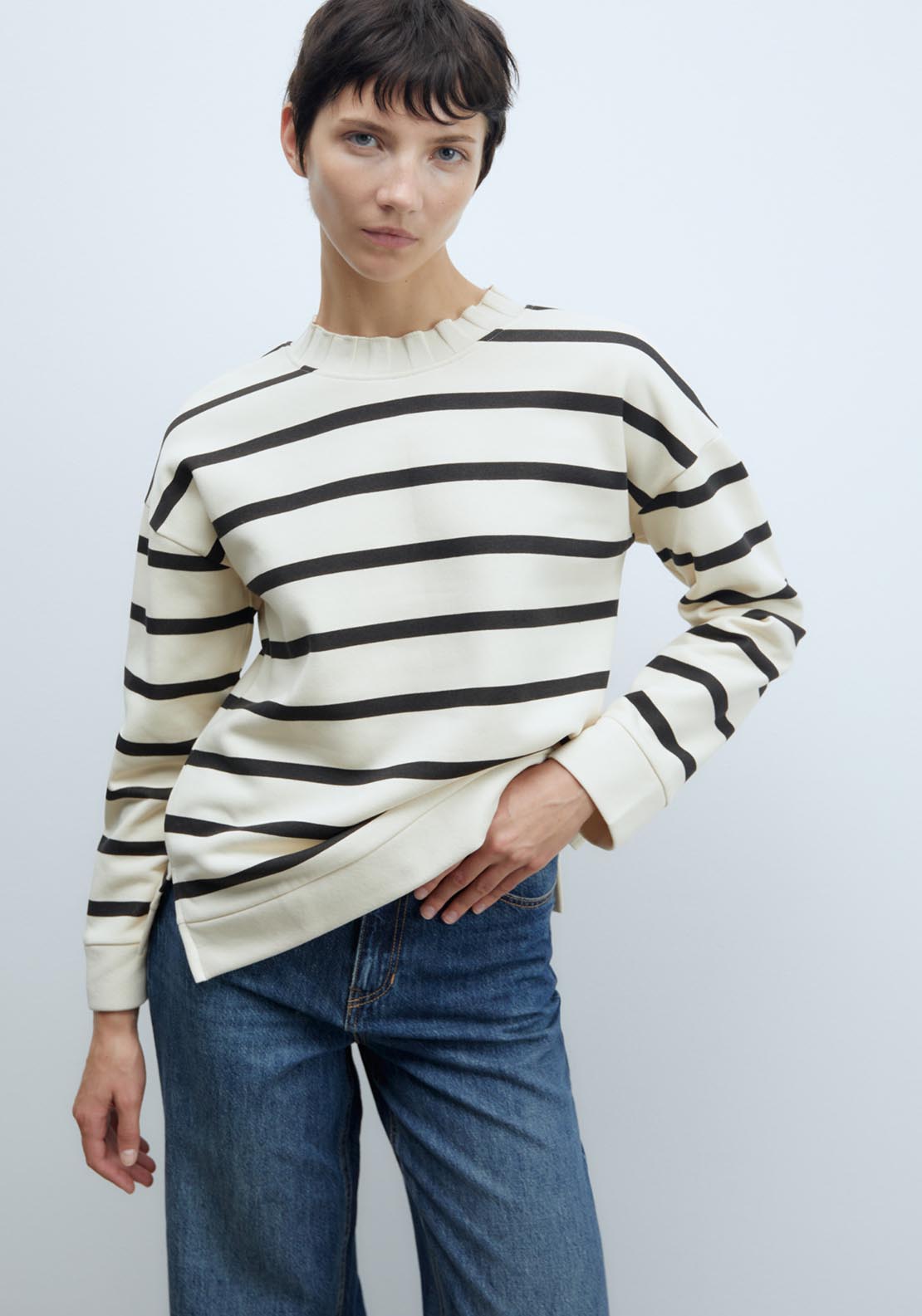 Sfera Ribbed sweatshirt - Black 1 Shaws Department Stores