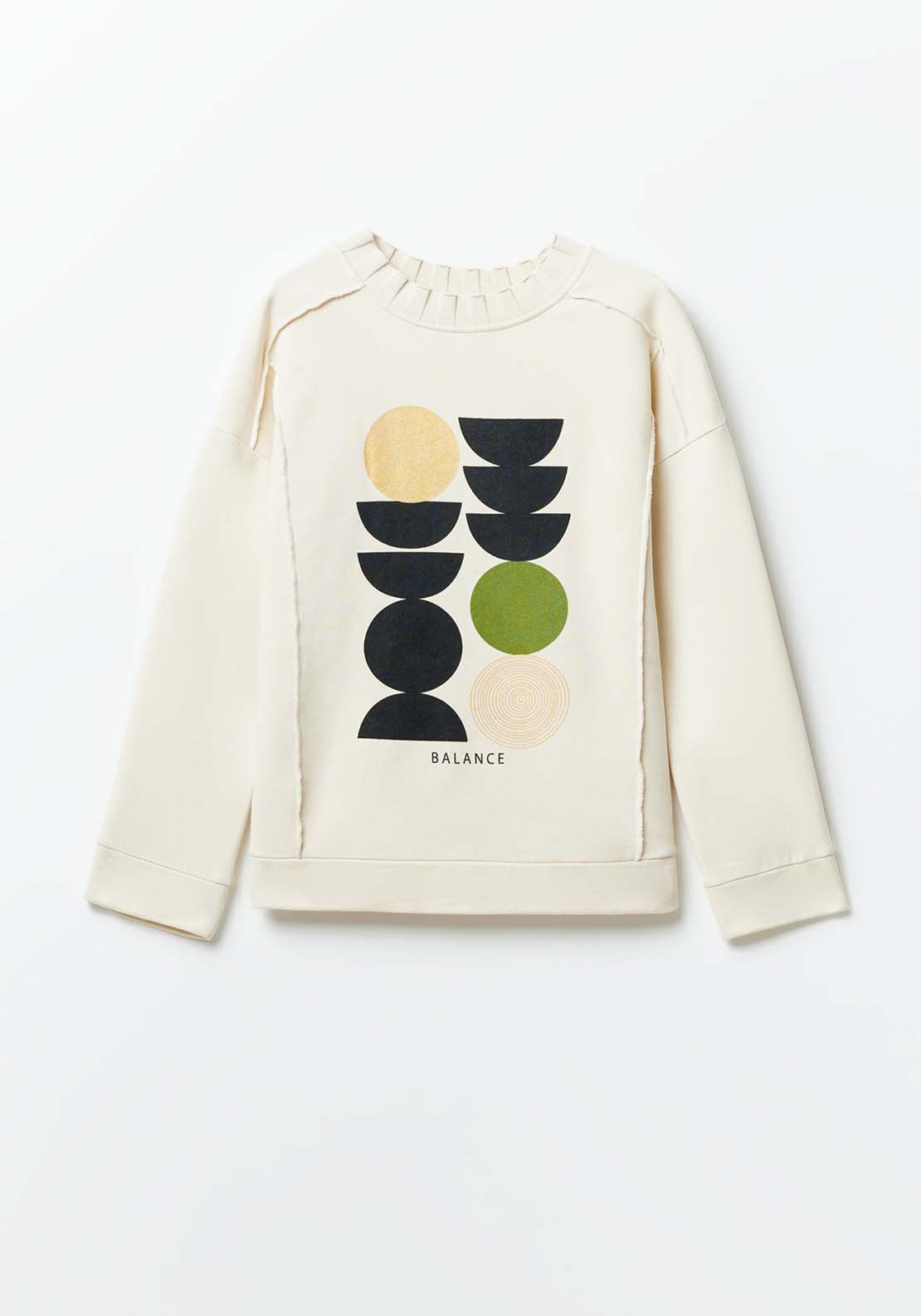 Sfera Ribbed Sweatshirt - Ecru 5 Shaws Department Stores