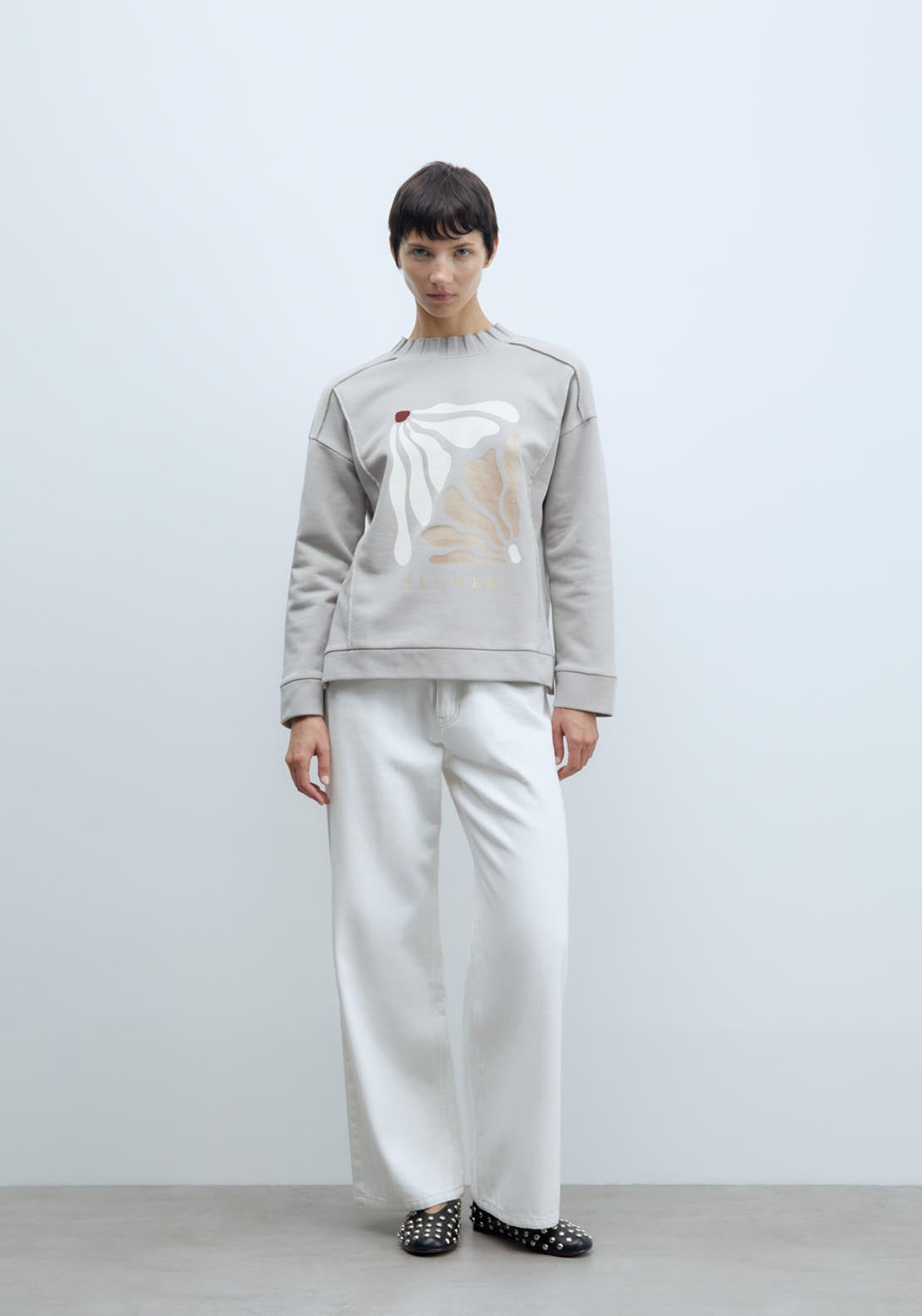 Sfera Ribbed sweatshirt - Light Grey 3 Shaws Department Stores