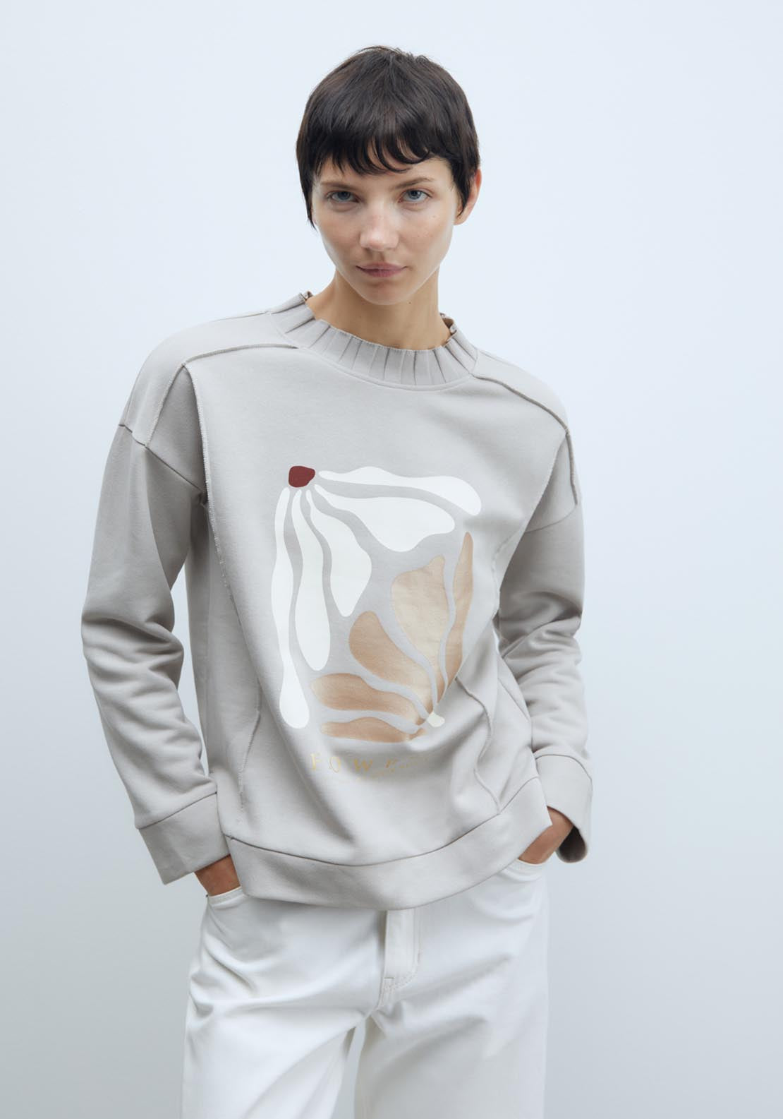Sfera Ribbed sweatshirt - Light Grey 1 Shaws Department Stores