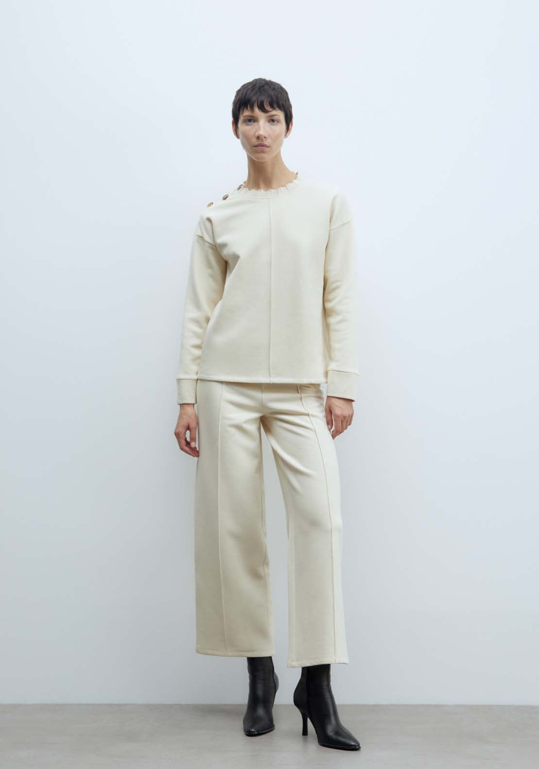 Sfera Plush Sweatshirt - Ecru 2 Shaws Department Stores