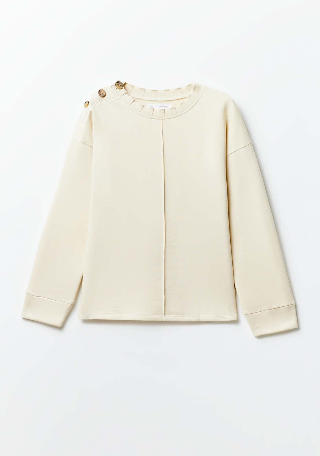 Sfera Plush Sweatshirt - Ecru 6 Shaws Department Stores