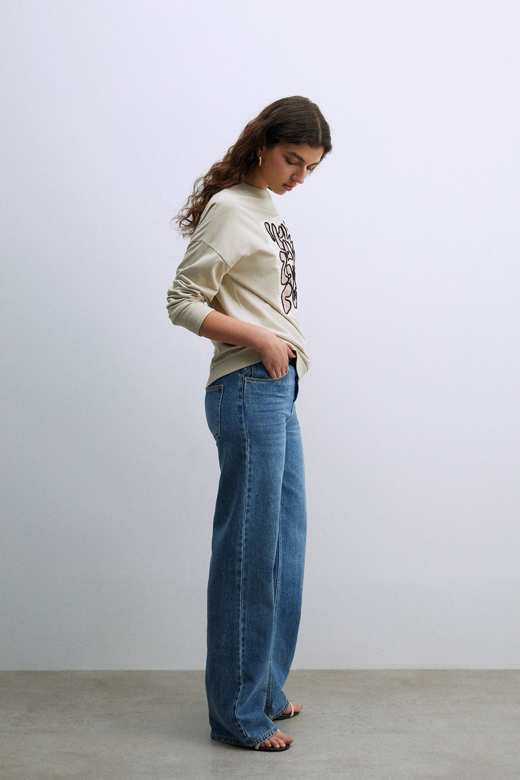Sfera Details ribbed sweatshirt - Light Green 4 Shaws Department Stores