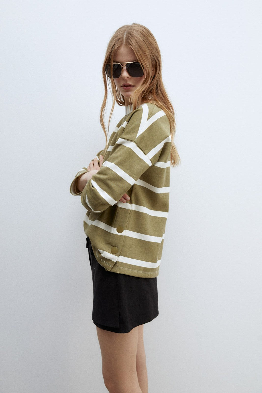 Sfera Details ribbed sweatshirt - Khaki 2 Shaws Department Stores