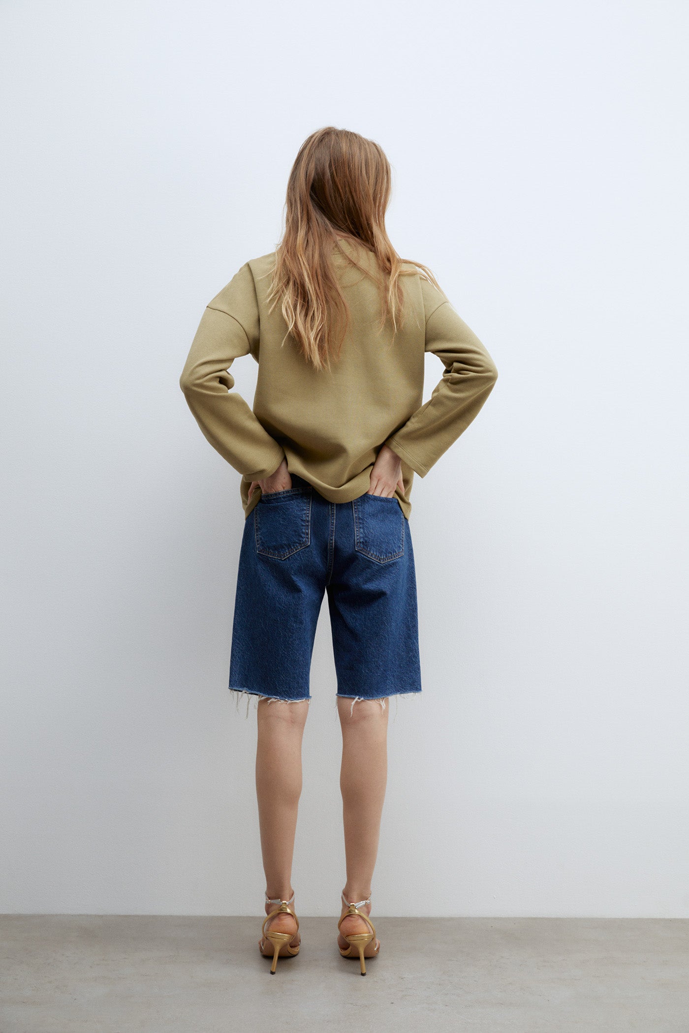 Sfera Details ribbed sweatshirt - Green Oscur 4 Shaws Department Stores