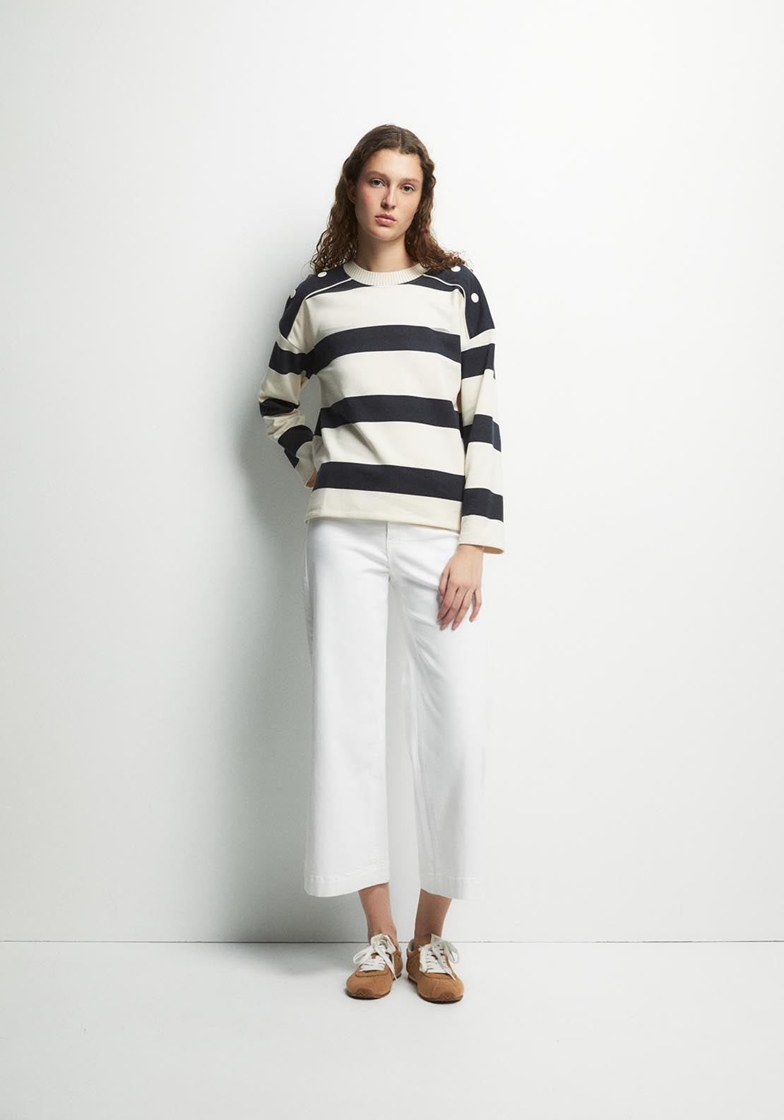 Basic Ribbed Sweatshirt - Blue