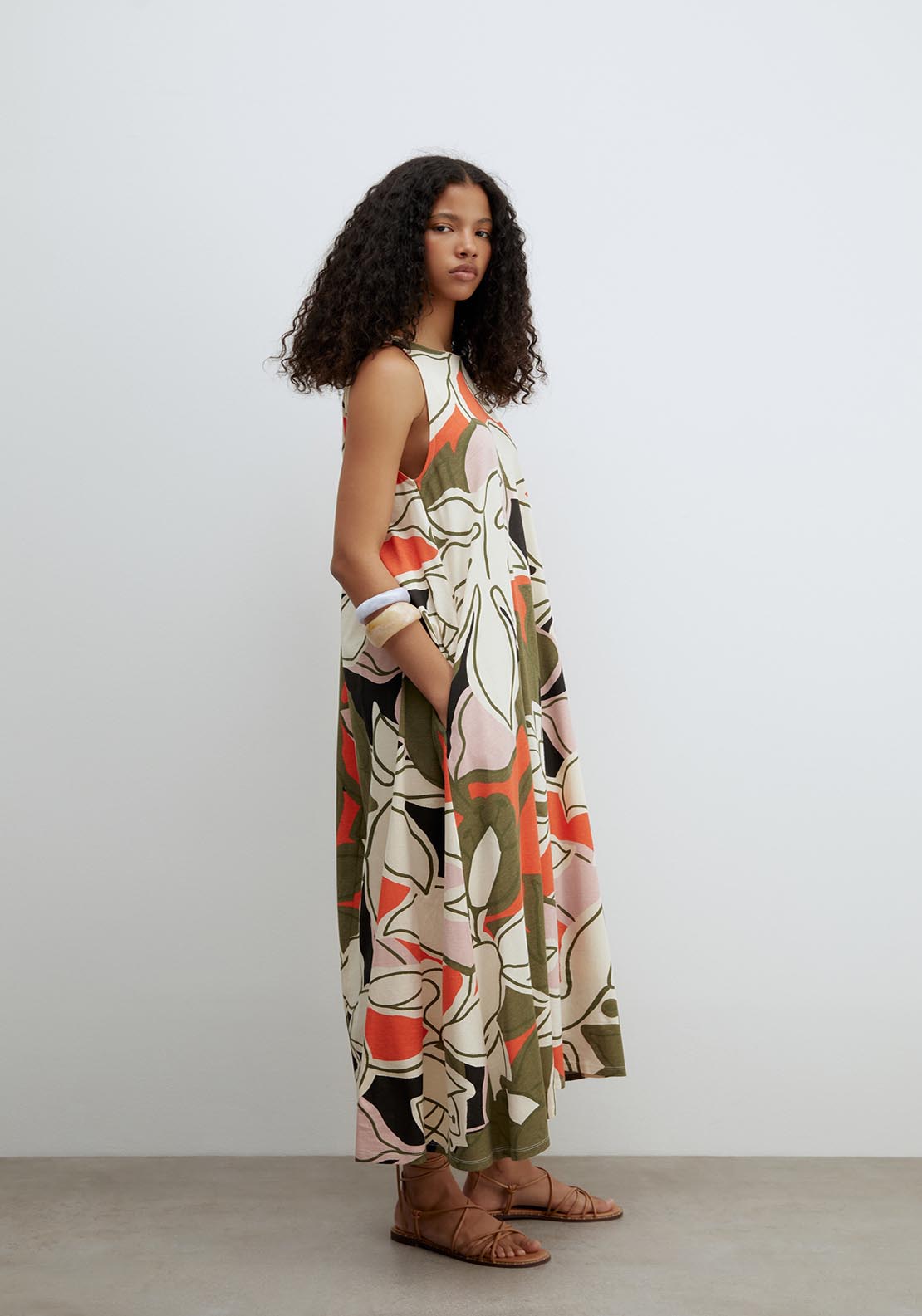 Sfera Printed A Line Dress - Multicolour 3 Shaws Department Stores
