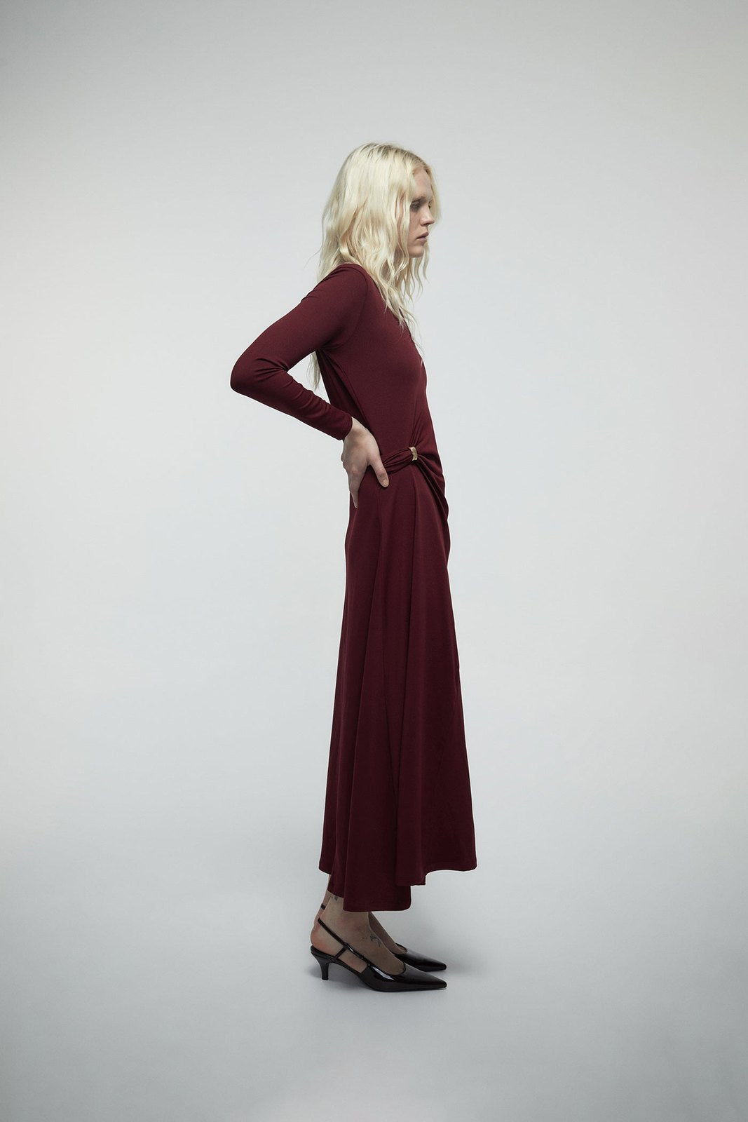 Adornment Draped Dress - Red