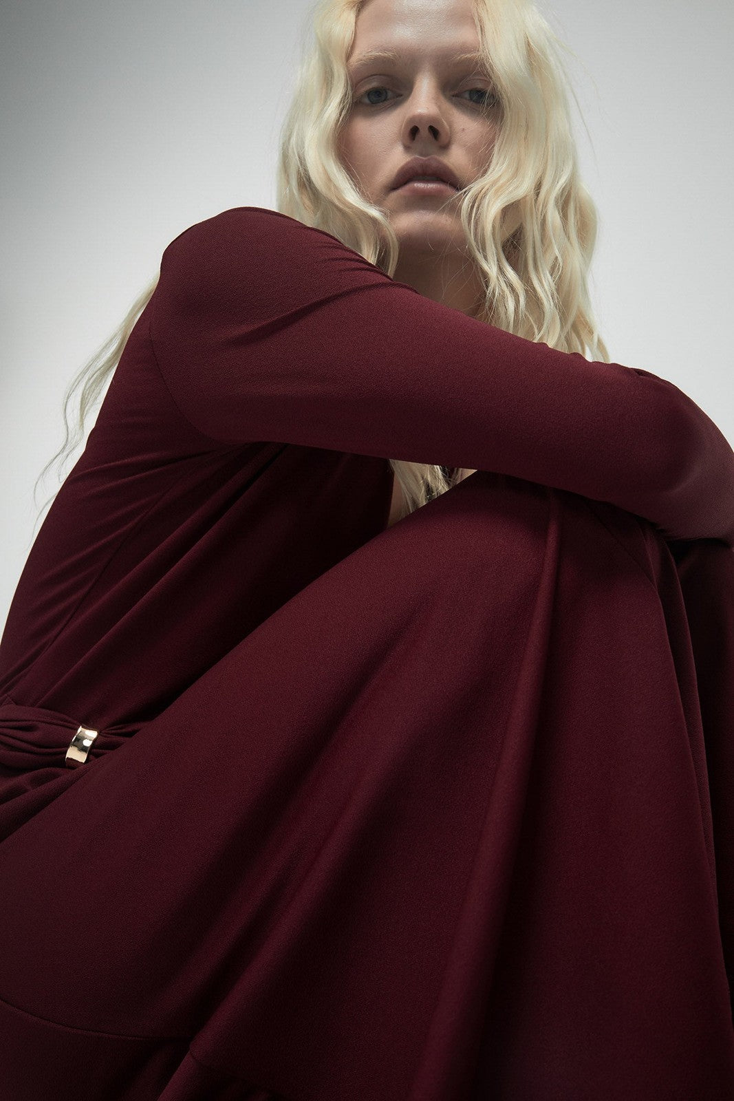 Adornment Draped Dress - Red