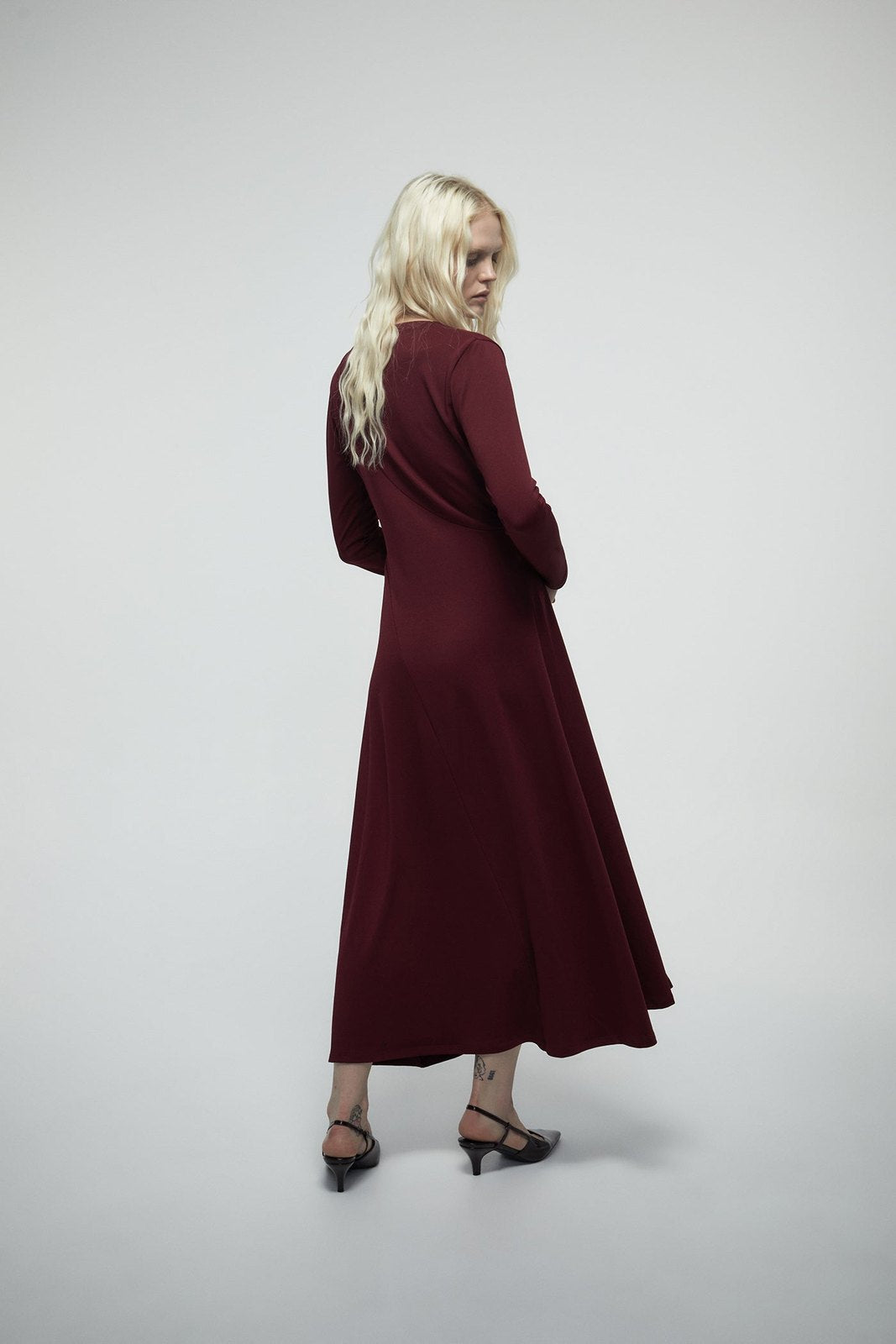 Adornment Draped Dress - Red