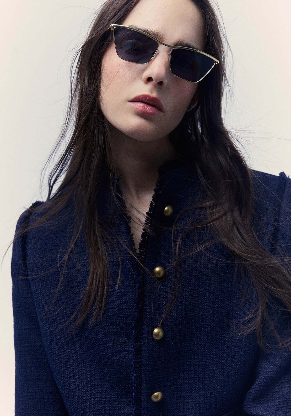 Sfera Fringe Detail Rustic Jacket - Navy 4 Shaws Department Stores