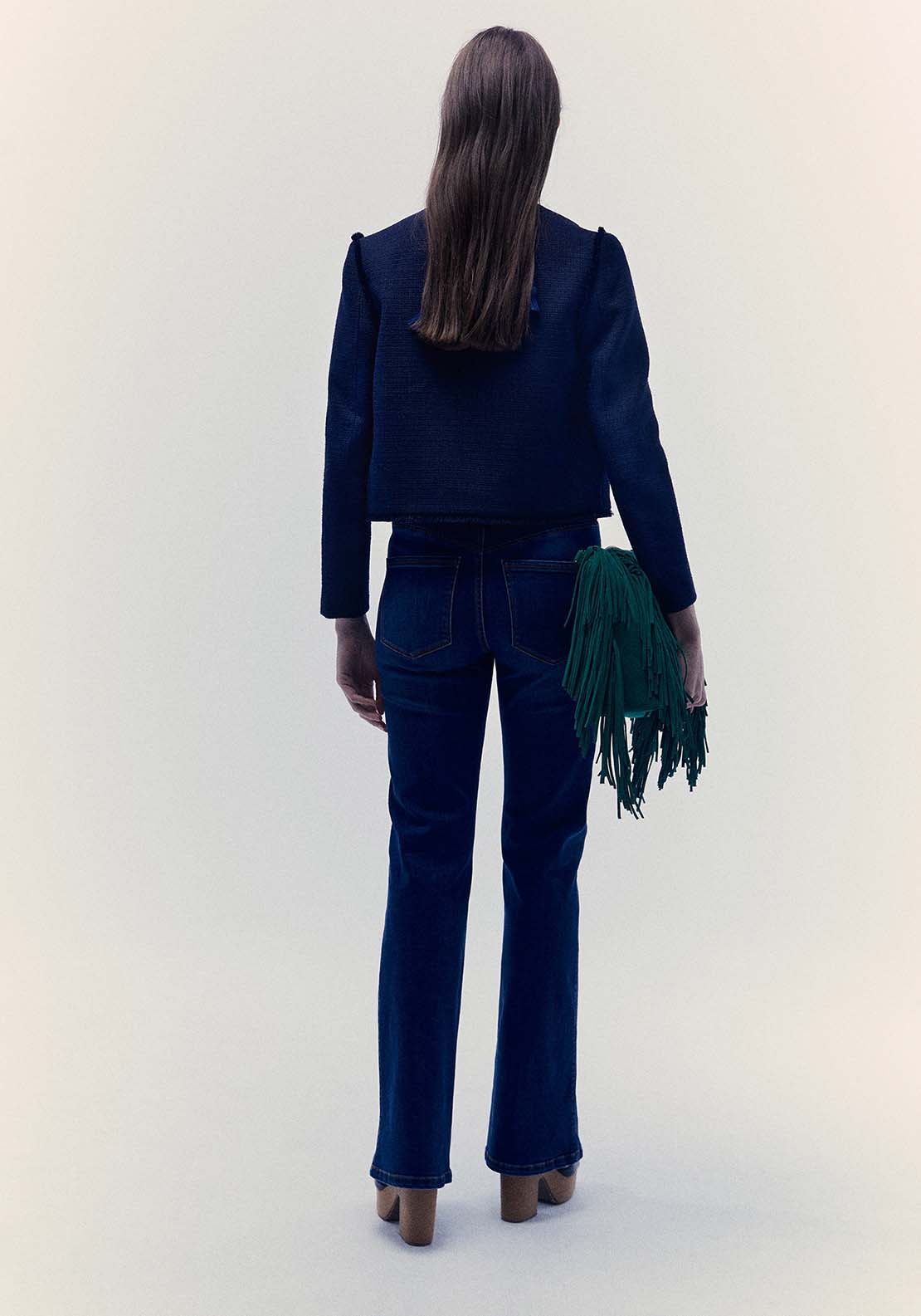 Sfera Fringe Detail Rustic Jacket - Navy 2 Shaws Department Stores