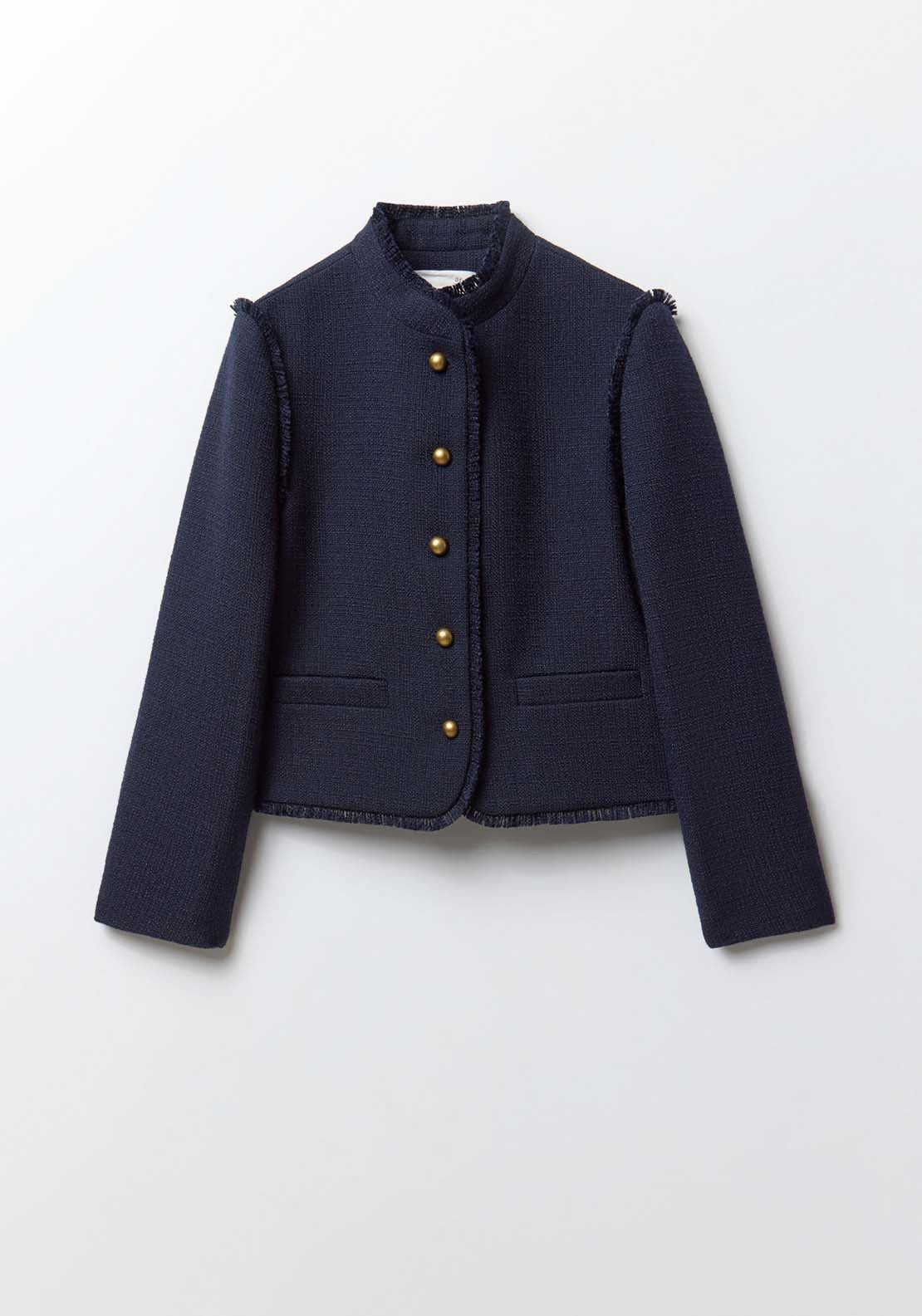 Sfera Fringe Detail Rustic Jacket - Navy 6 Shaws Department Stores