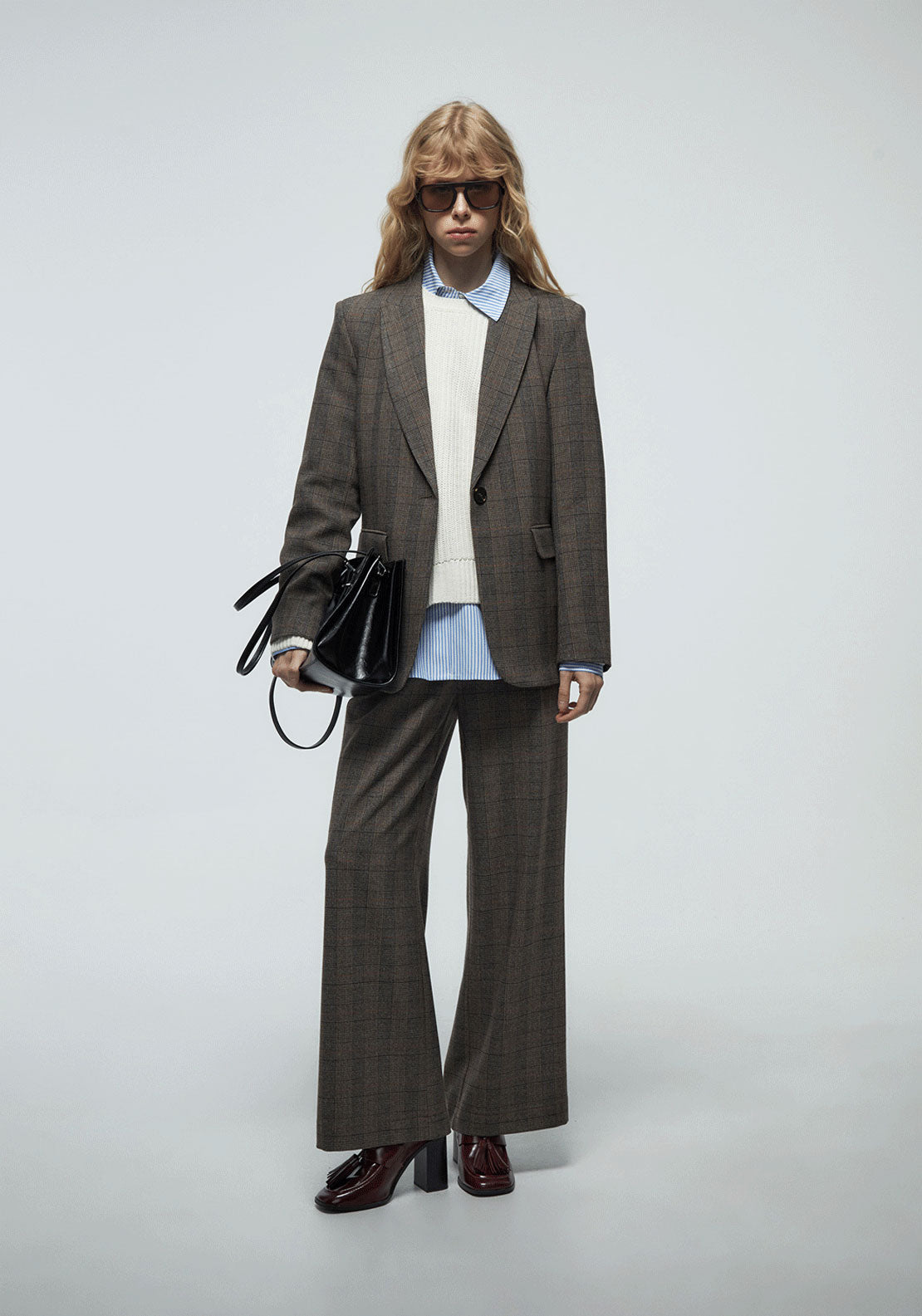 Check Blazer - Brown Print