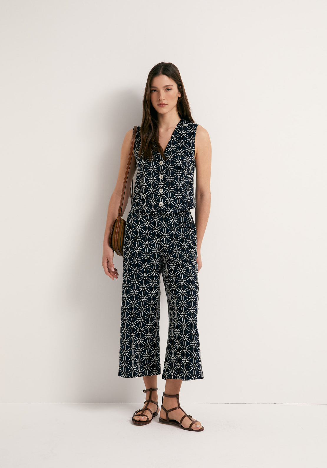 Embroidered Linen Waistcoat - Blue
