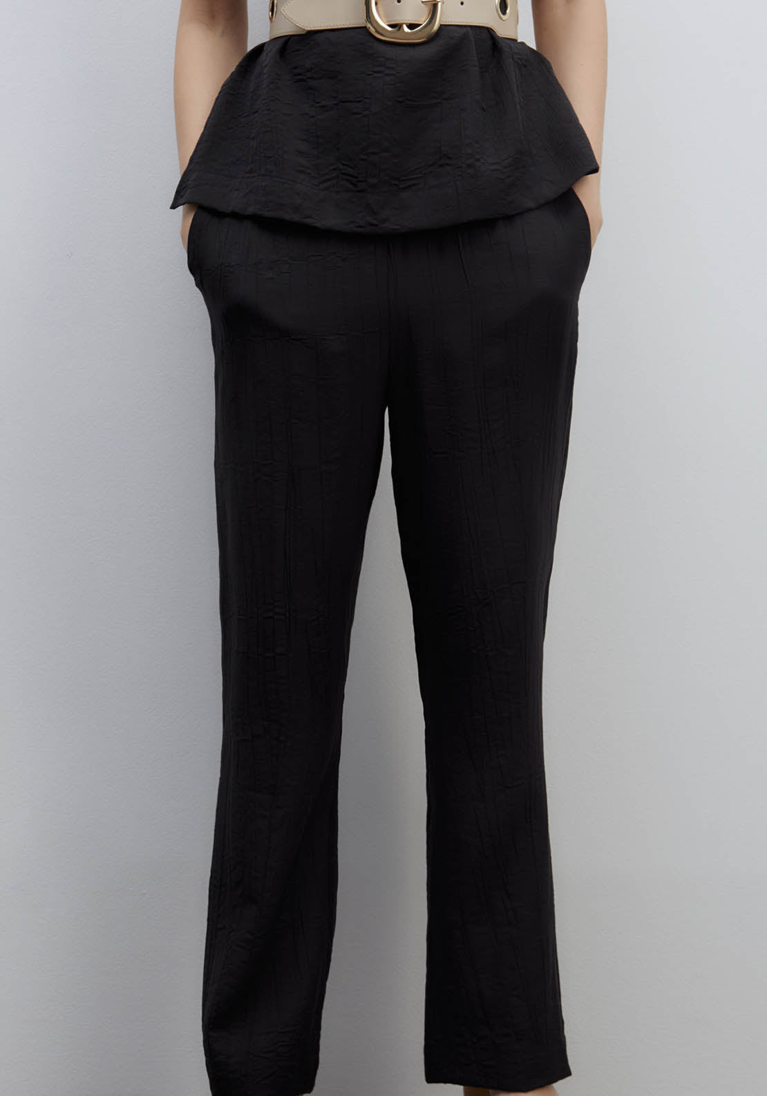 Sfera Wrinkle-Effect Trousers - Black 3 Shaws Department Stores