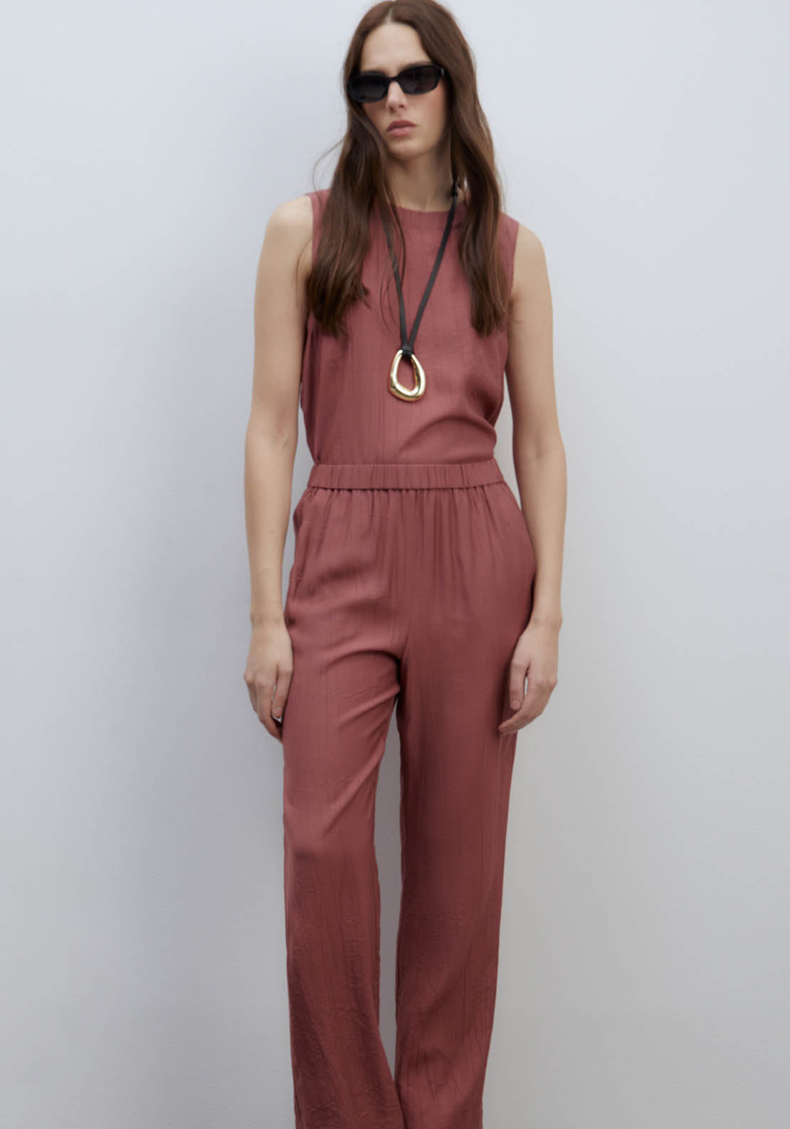 Sfera Wrinkle-Effect Trousers - Pink Acid 1 Shaws Department Stores