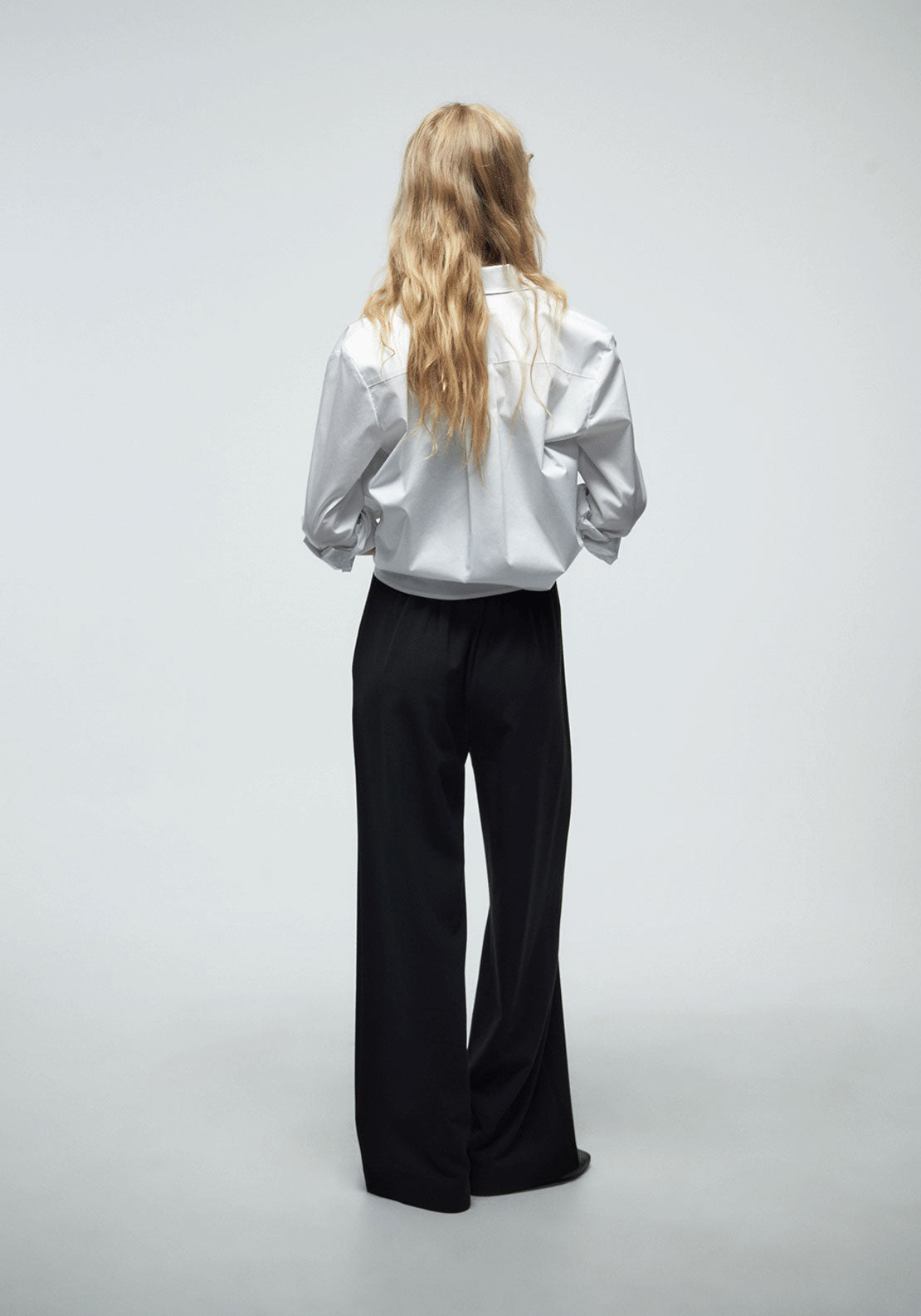Wide Leg Pleated Trousers - Black