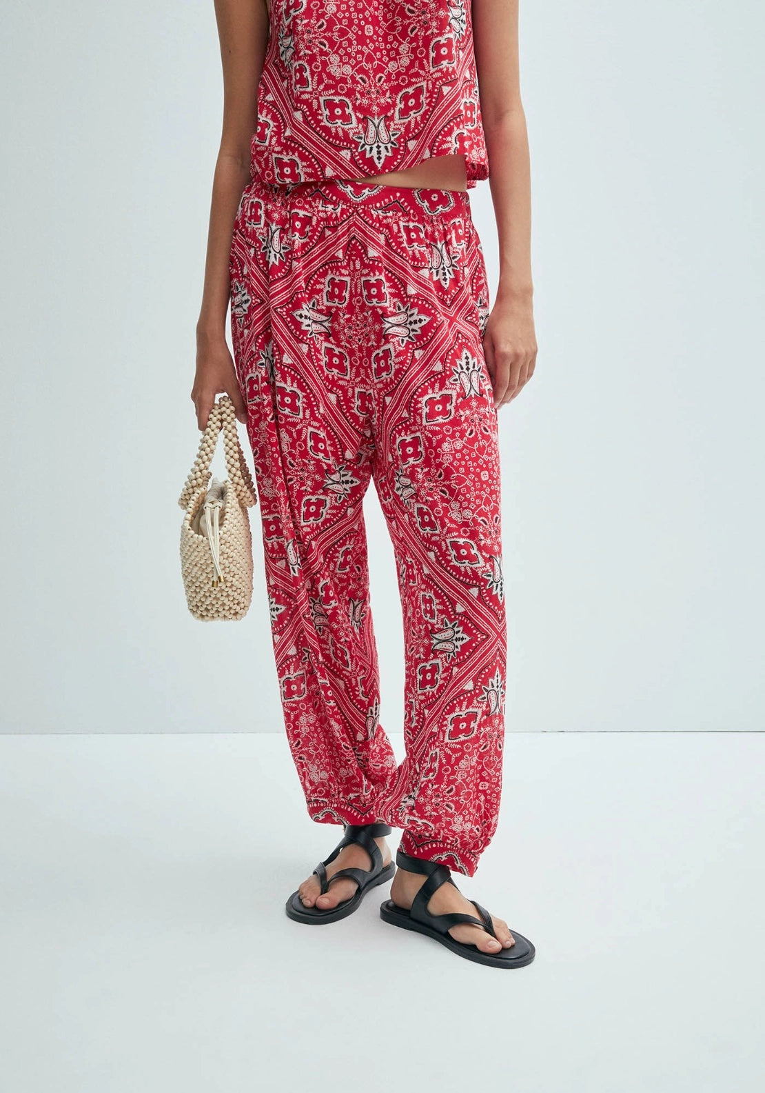 Bandana-Print Harem Trousers - Red