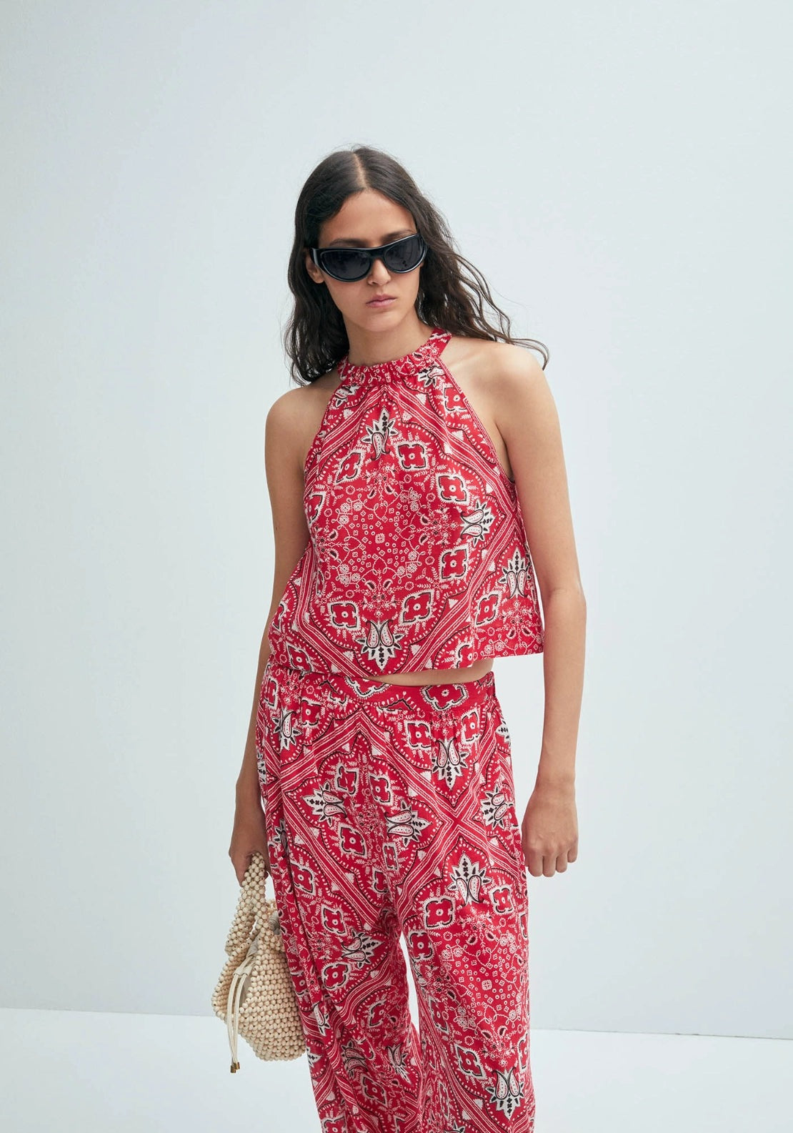 Bandana-Print Harem Trousers - Red