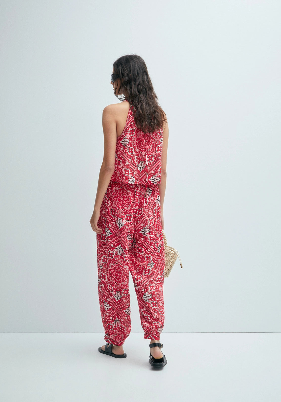 Bandana-Print Harem Trousers - Red