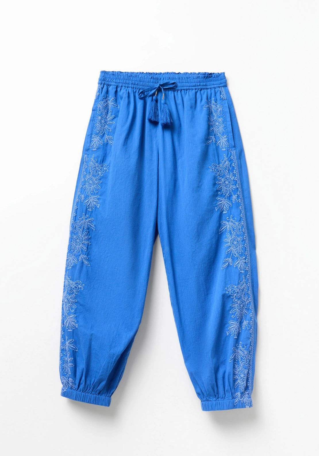 Embroidered Harem Trousers - Blue