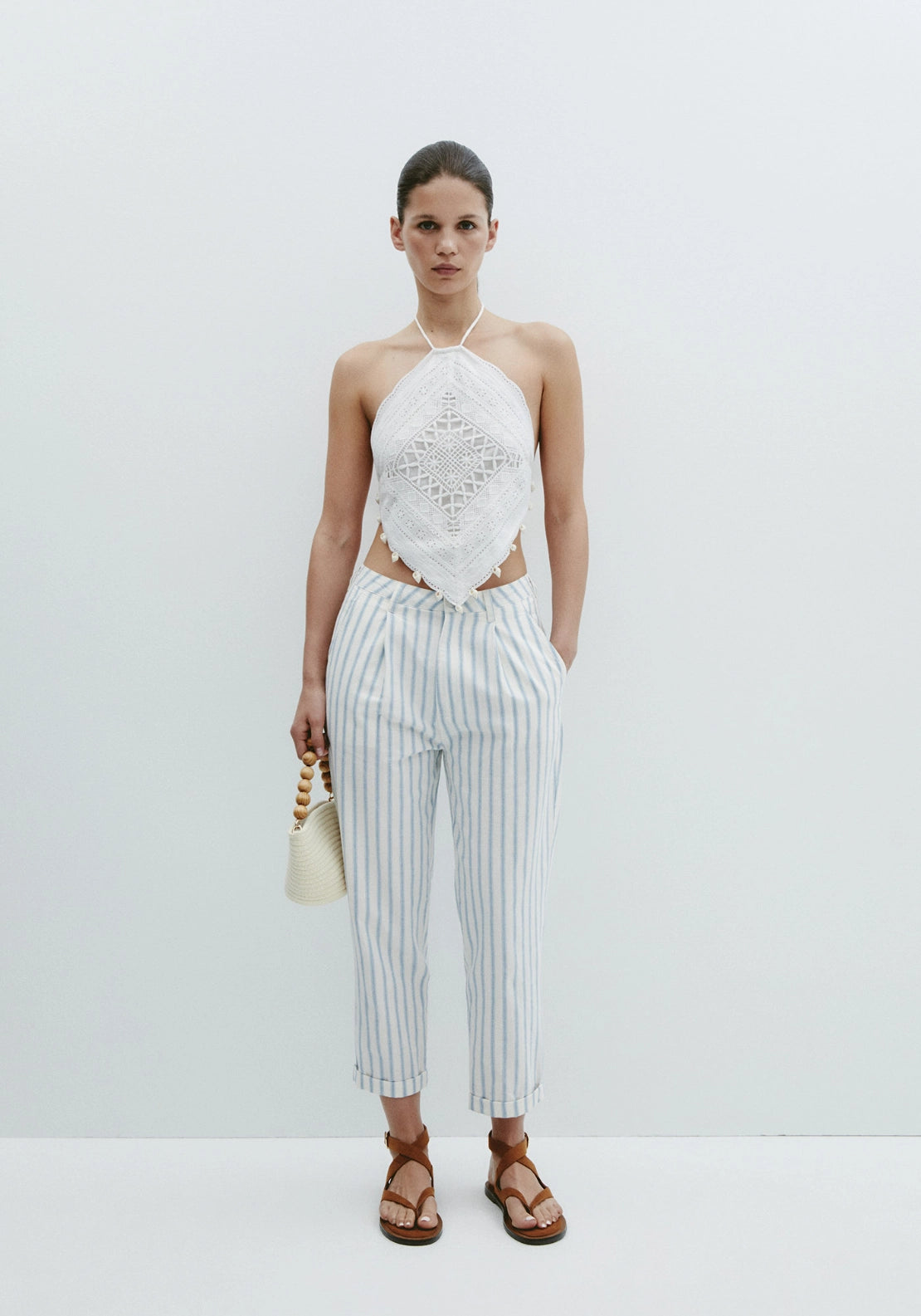 Striped Trousers - White & Blue