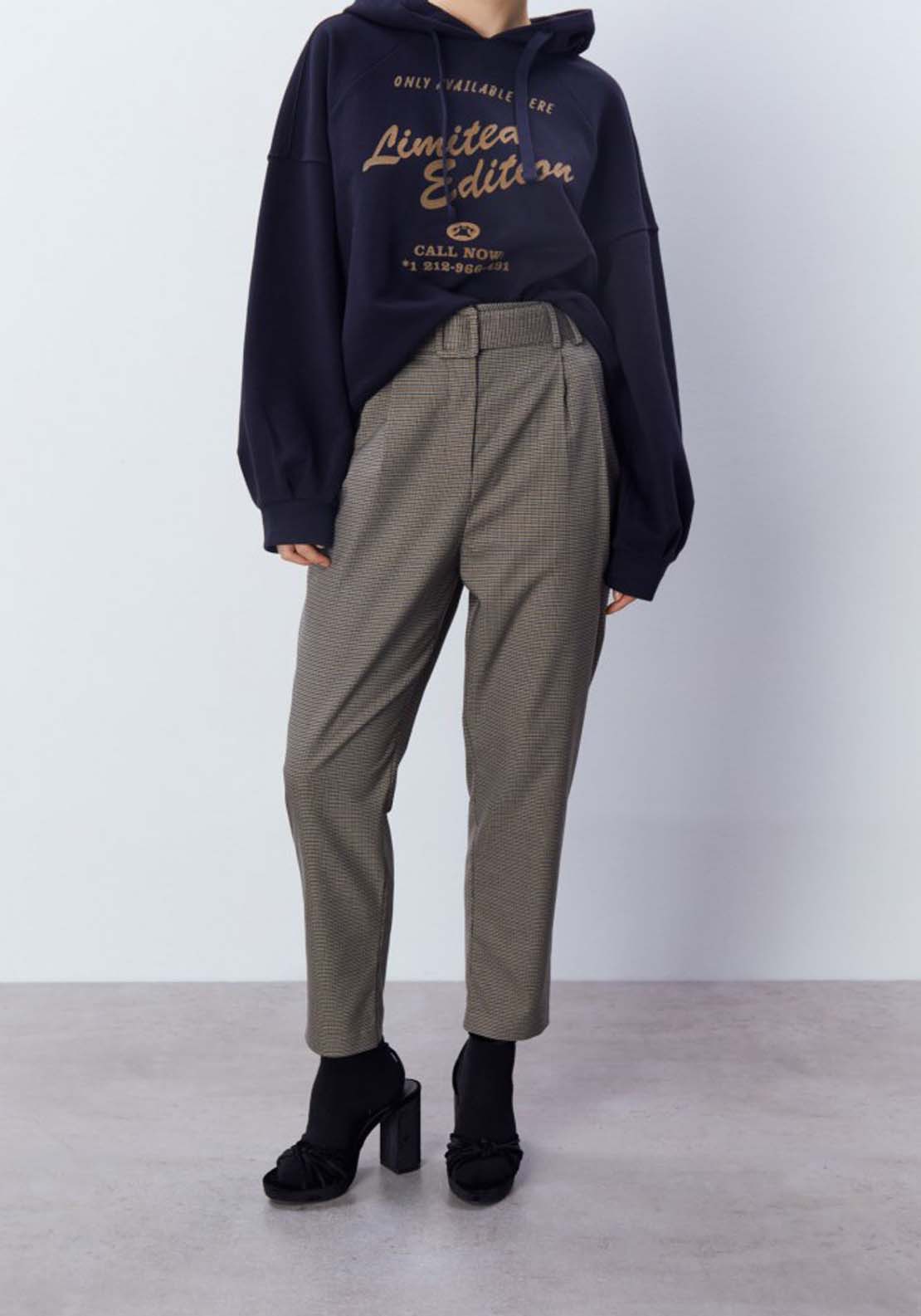 Sfera Checkered Trousers Belt - Brown 1 Shaws Department Stores