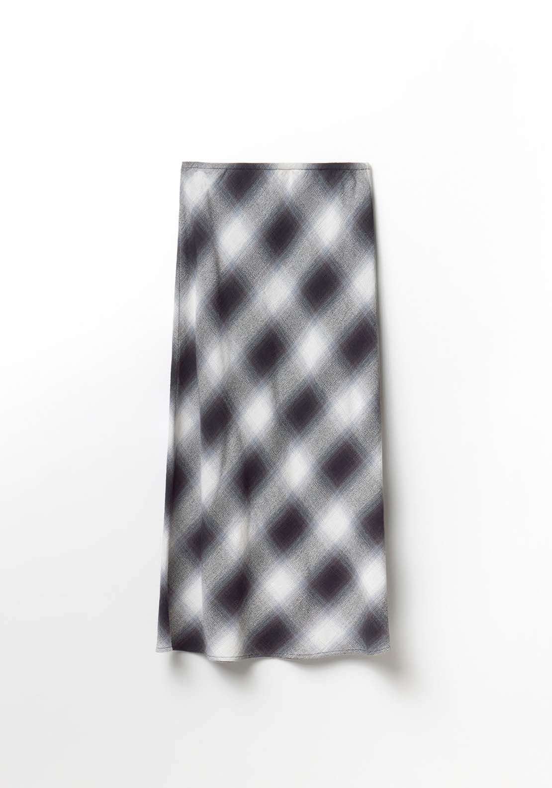 Long Check Skirt - Grey