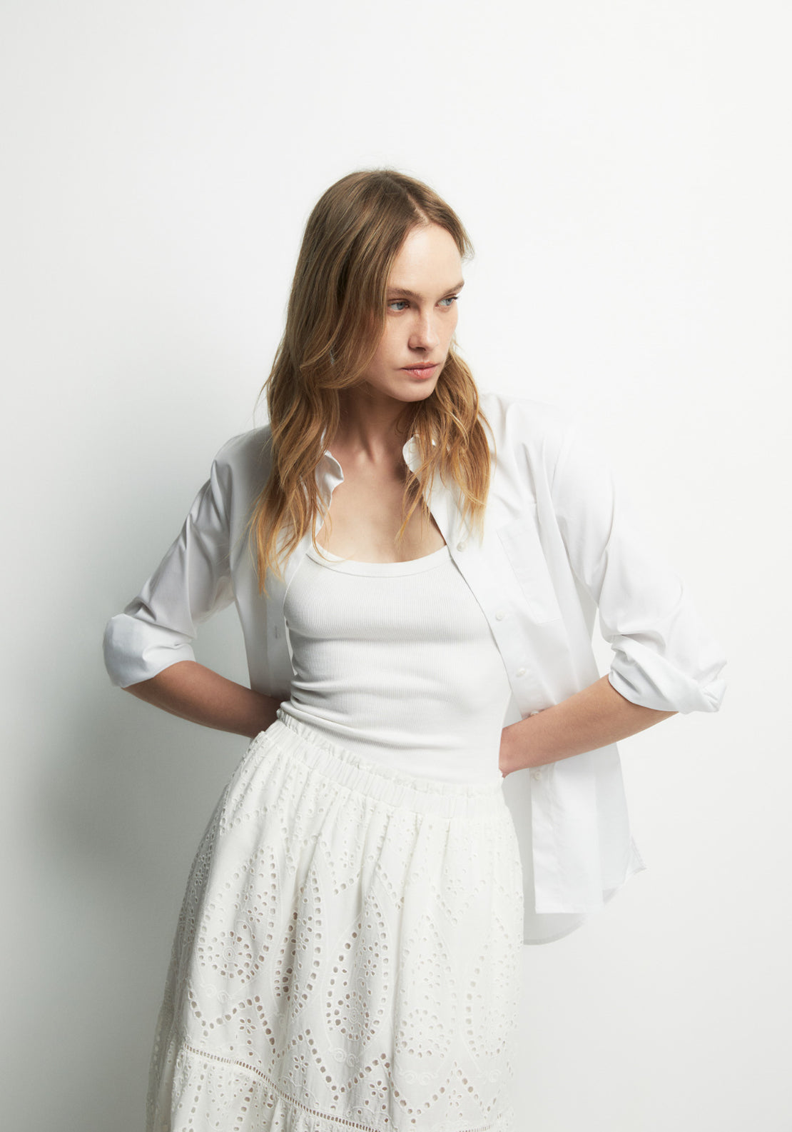 Cotton Schiffli Skirt - White