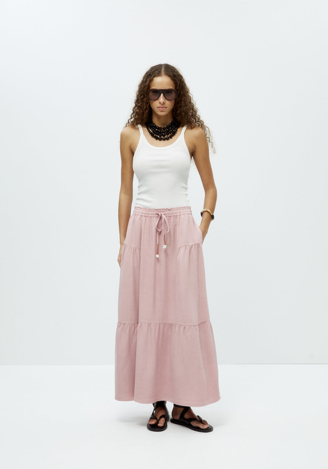 Tencel Seam Skirt - Pink