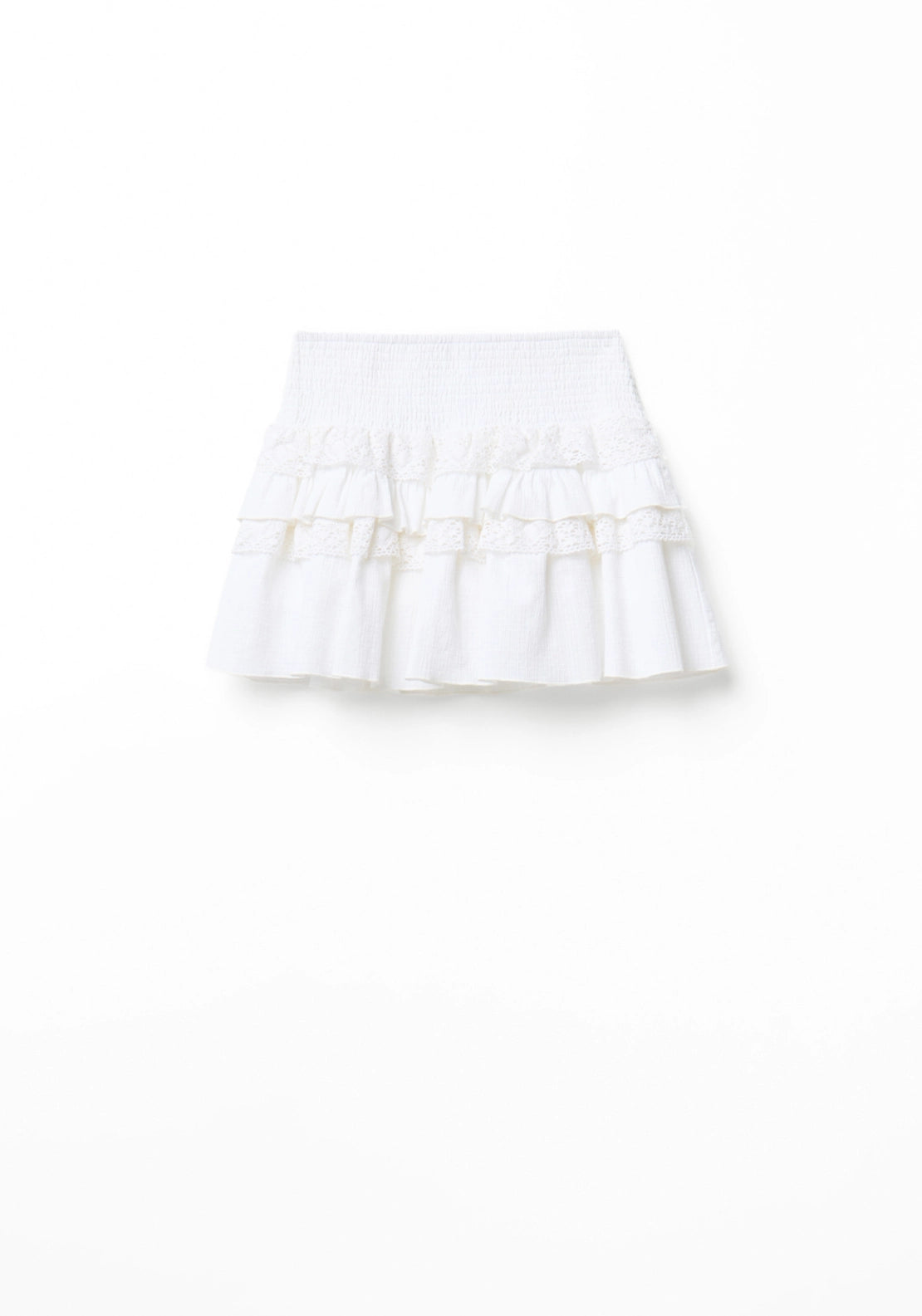 Ruffled Lace-Trim Skirt - White