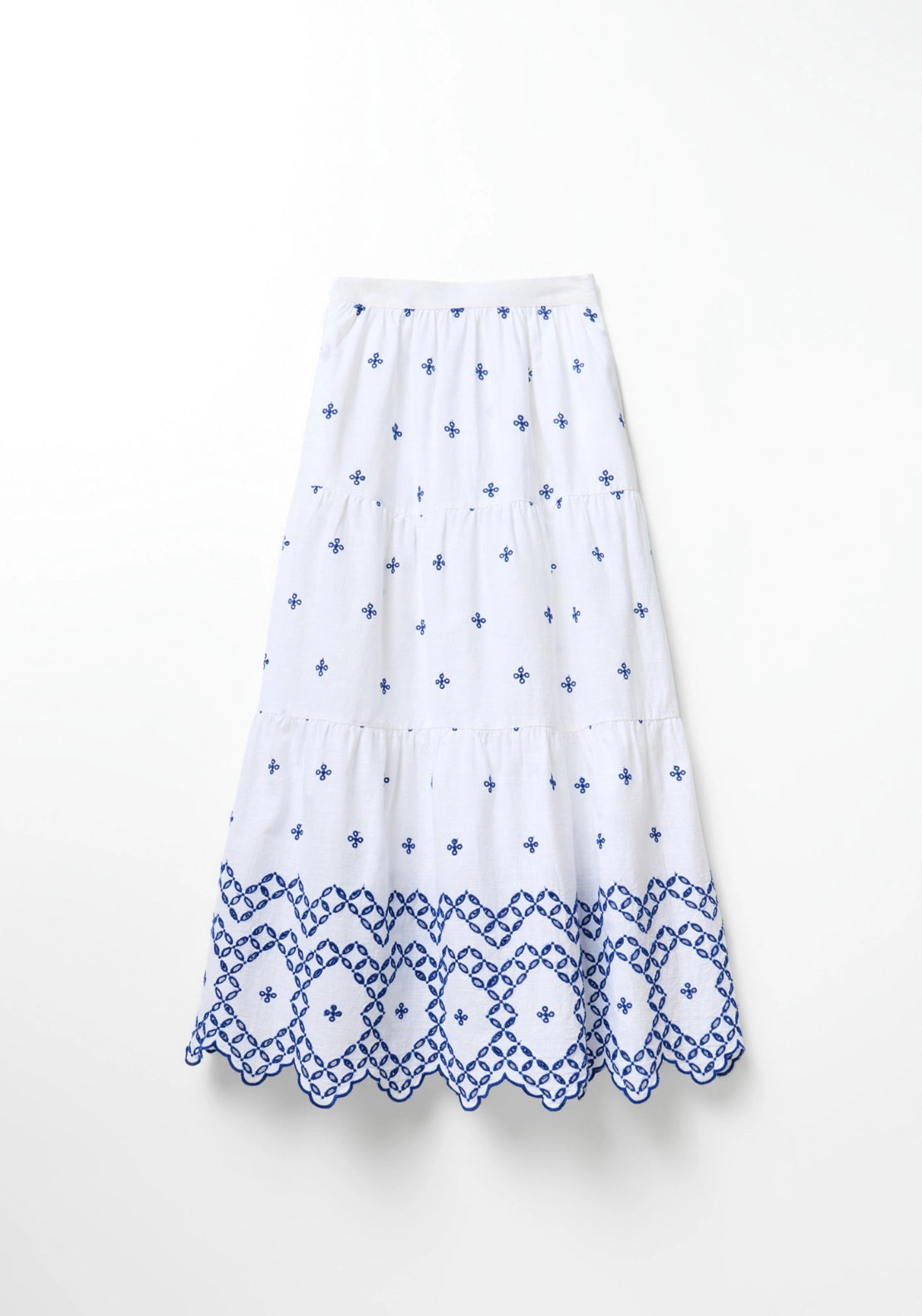 Contrast Schiffli Skirt - White