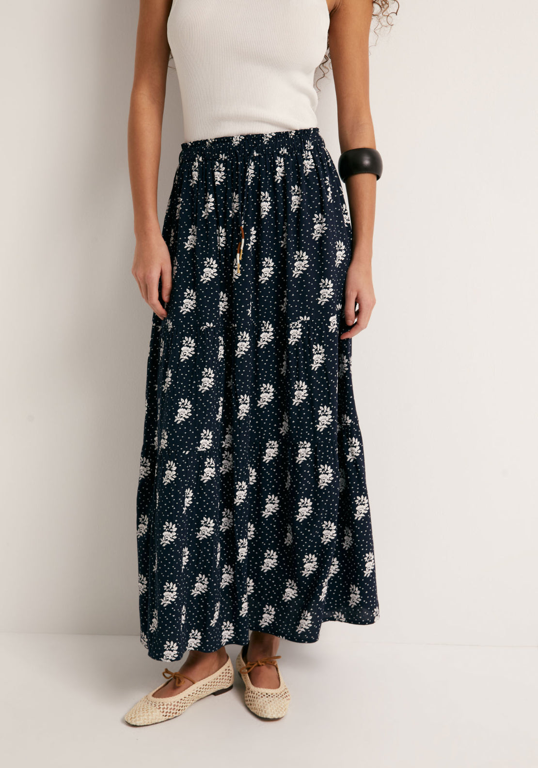Printed Maxi Skirt - Blue