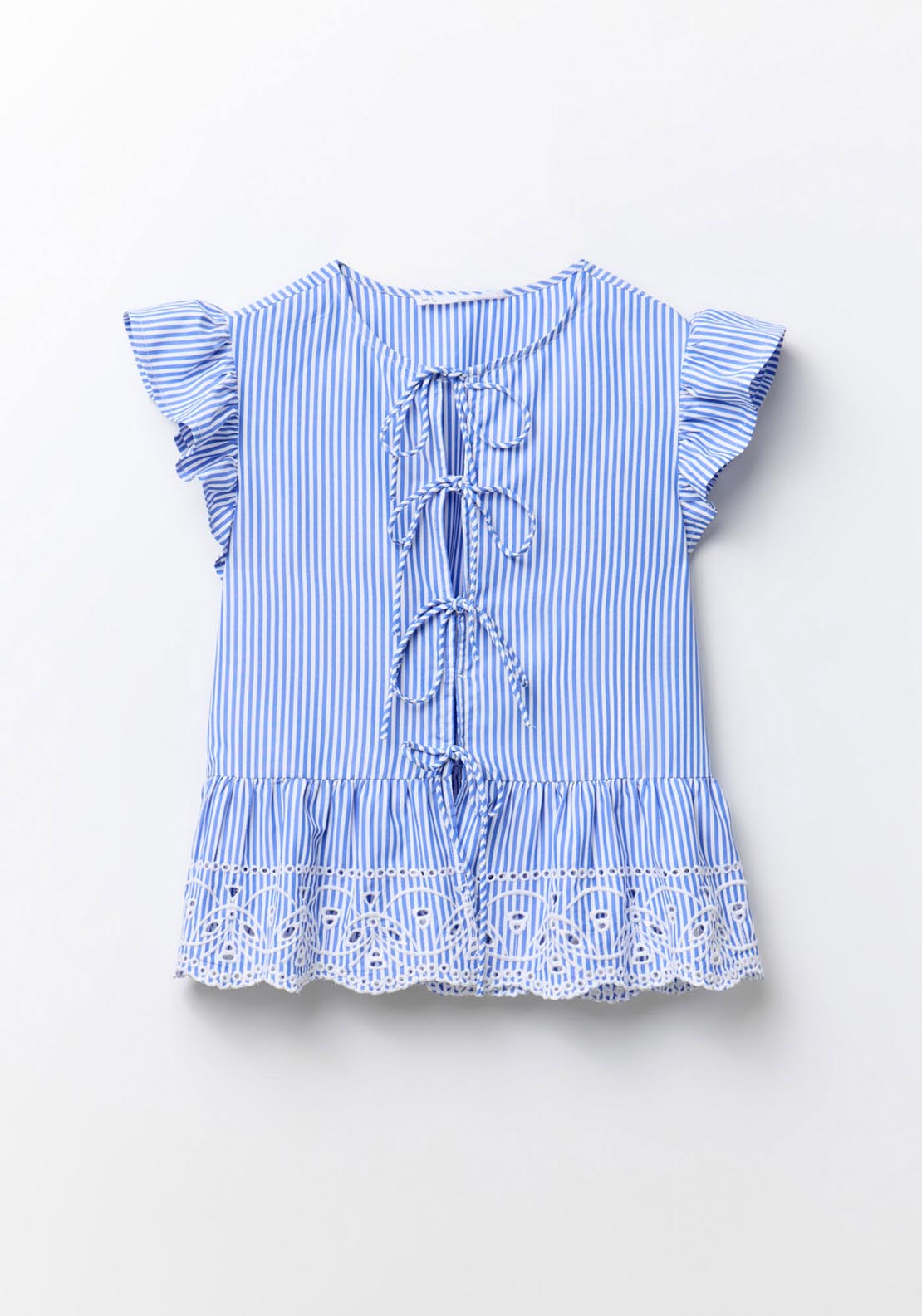 Sfera Ties Embroidered Top - Print Blue 6 Shaws Department Stores