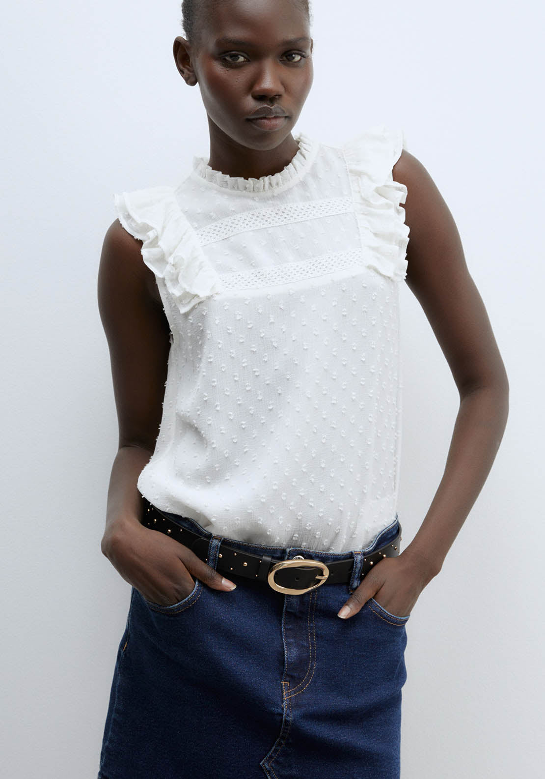 Sfera Plumetis Lace Top - White 4 Shaws Department Stores