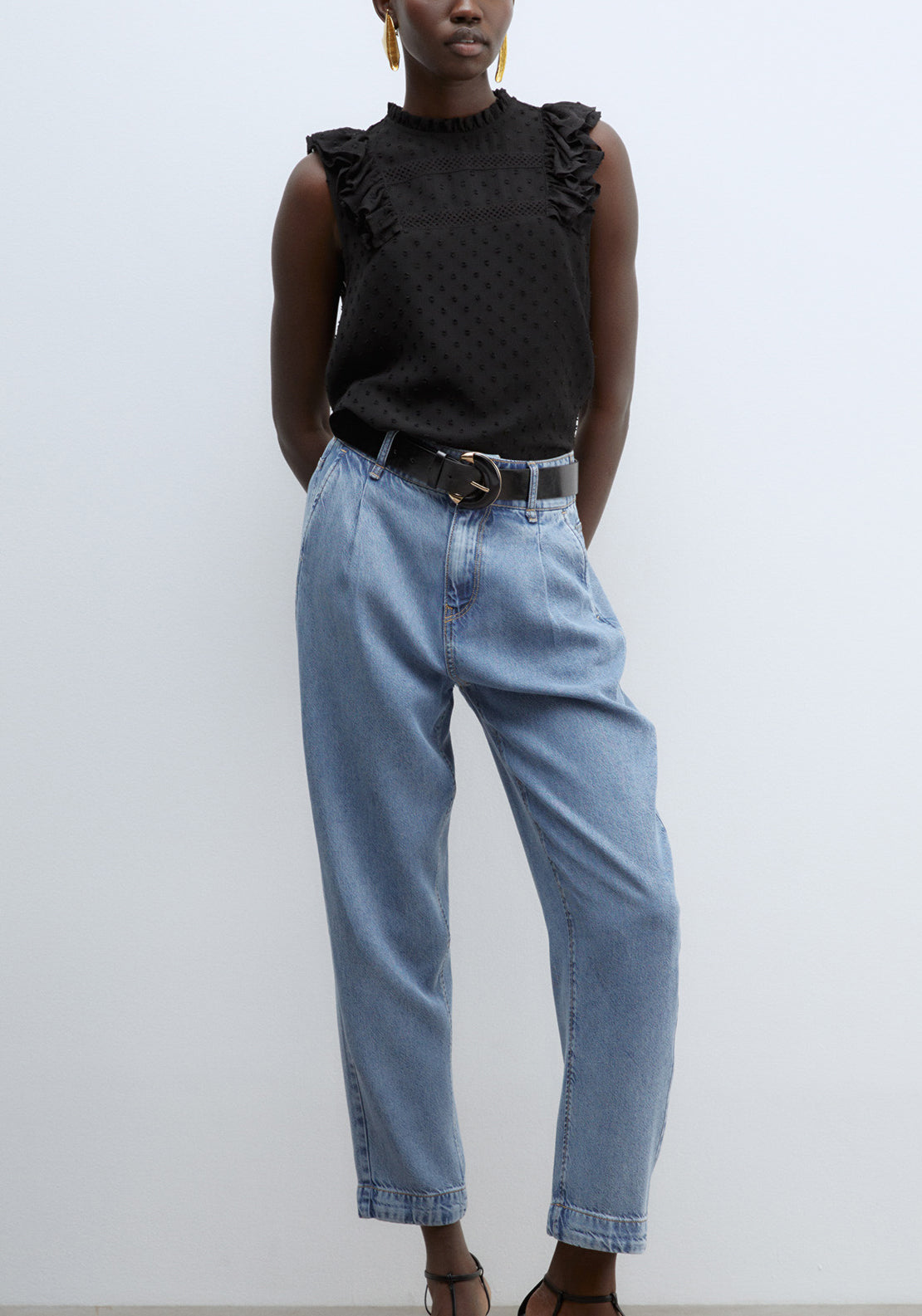 Sfera Plumetis Lace Top - Black 1 Shaws Department Stores