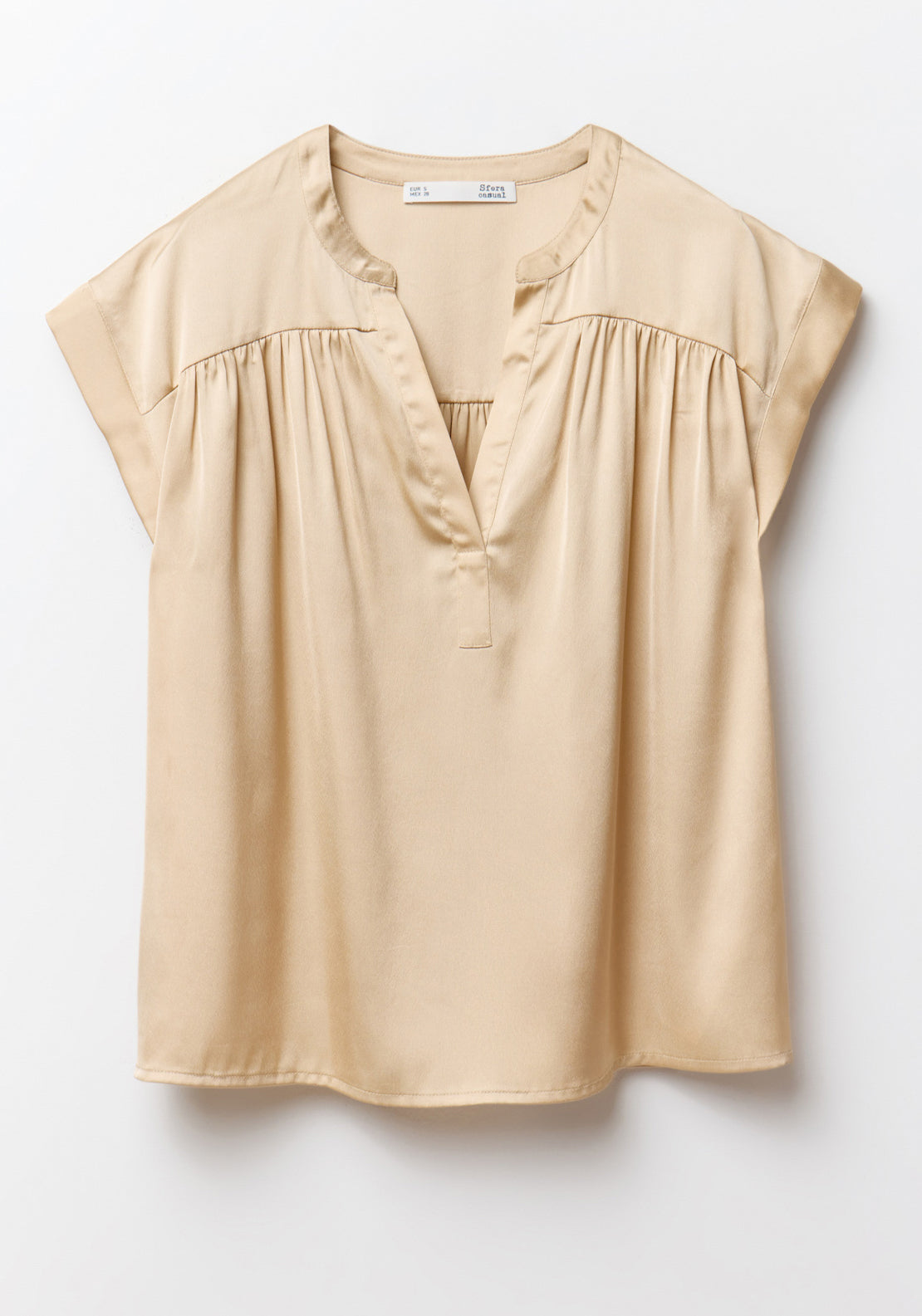 Sfera Printed Shiny Top - Camel 7 Shaws Department Stores