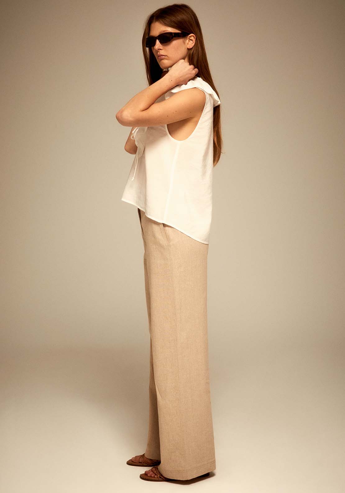 Sfera V-Neck Ruffled Blouse - Off White 3 Shaws Department Stores