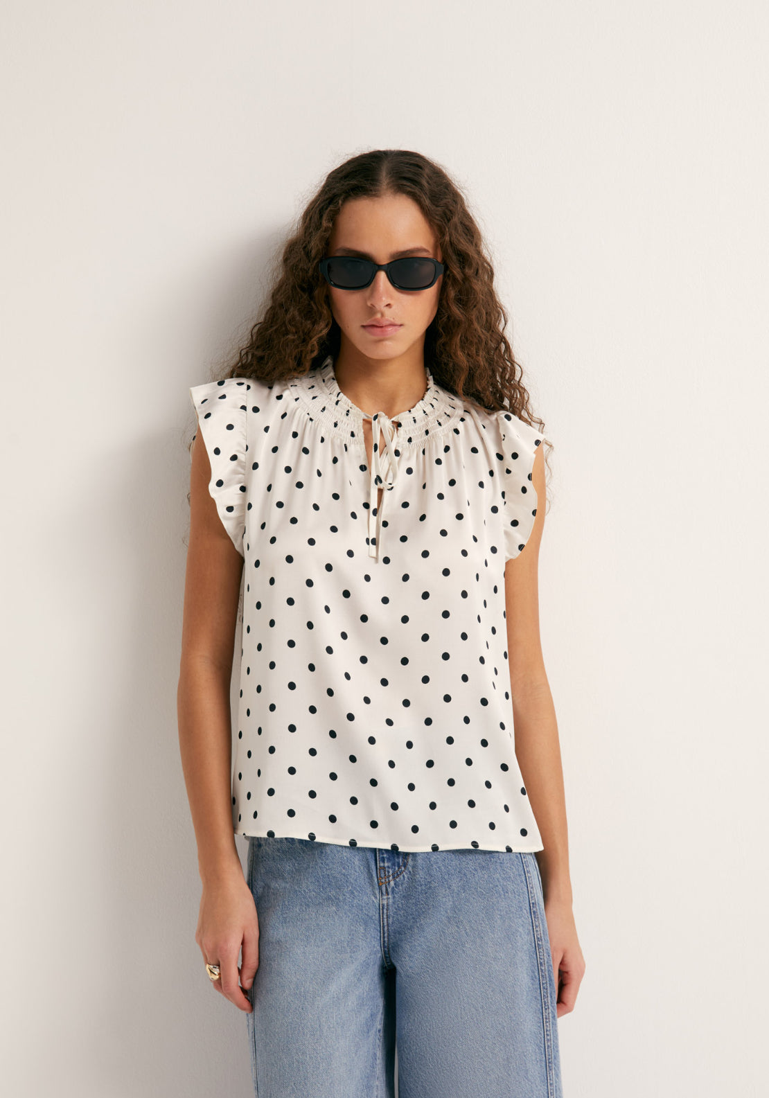 Sfera Printed Flowy Top - Tie Neck 1 Shaws Department Stores