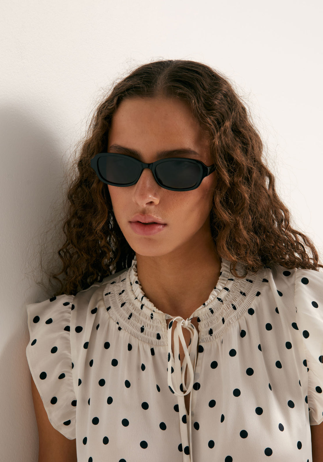 Sfera Printed Flowy Top - Tie Neck 3 Shaws Department Stores