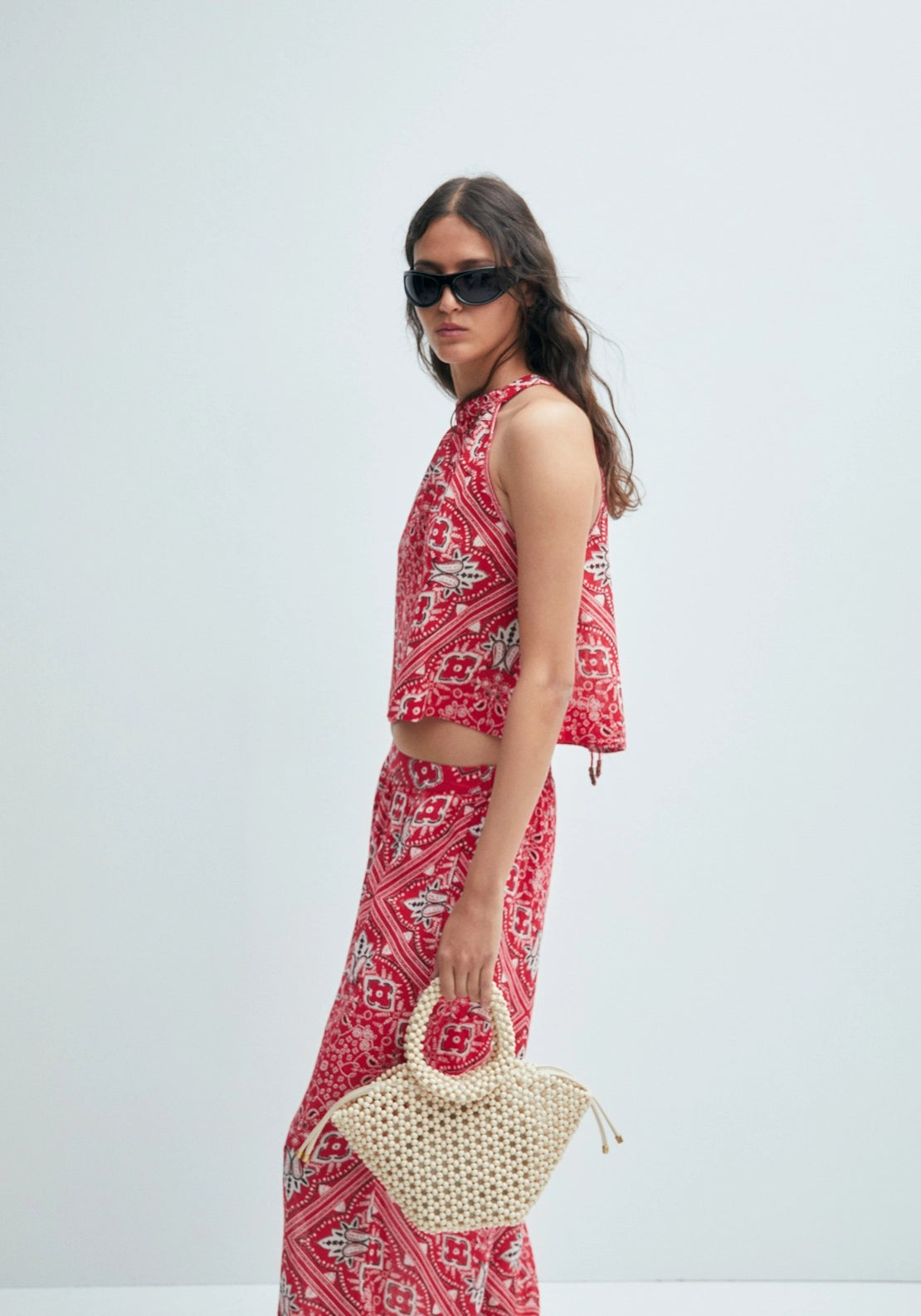 Bandana-Print Top - Red