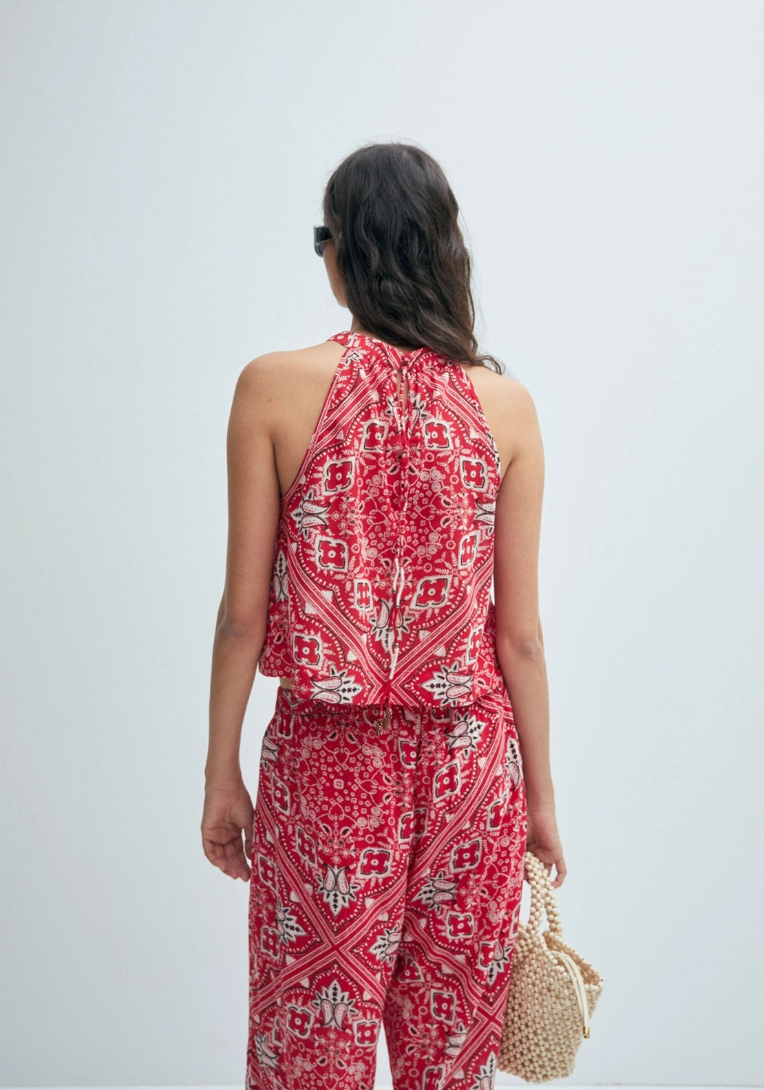 Bandana-Print Top - Red